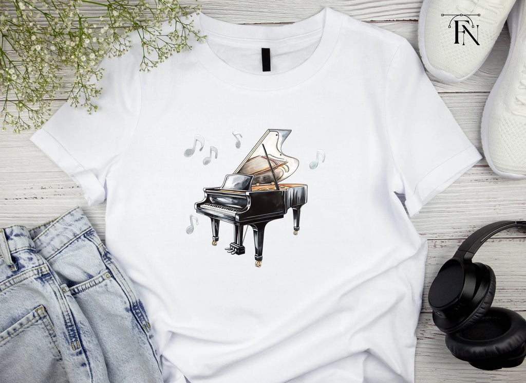 Grand Pianos with Music Notes Clipart Bundle
