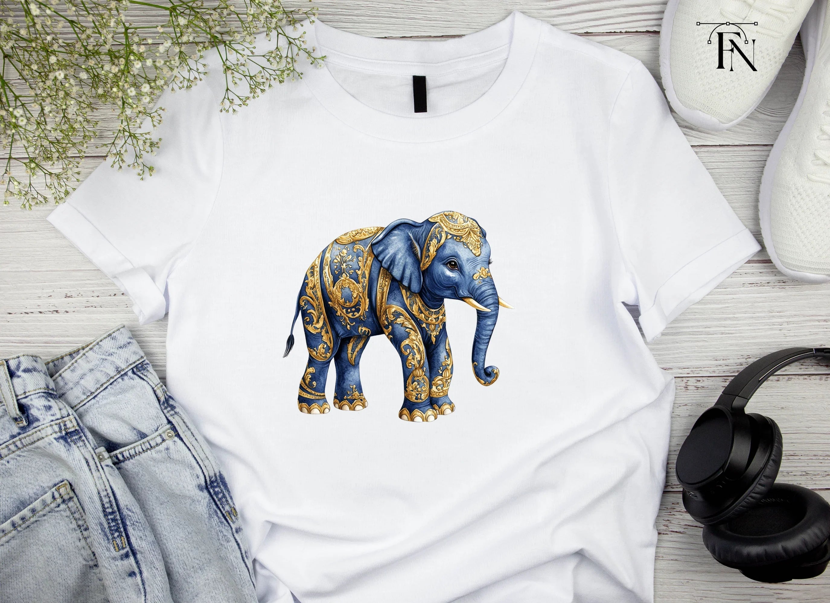 Majestic Blue Elephant Clipart Bundle