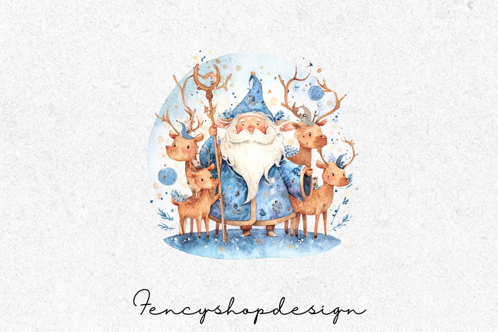 Whimsical Santa Claus Clipart Bundle