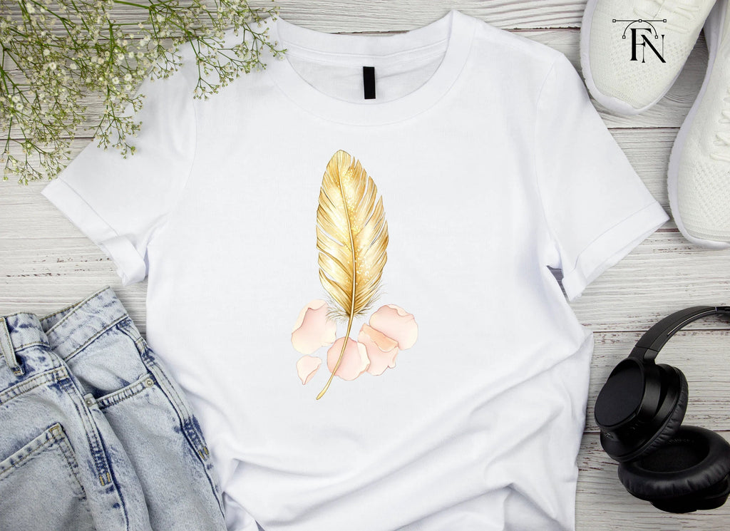 Golden Feather Rose Petal Clipart Bundle