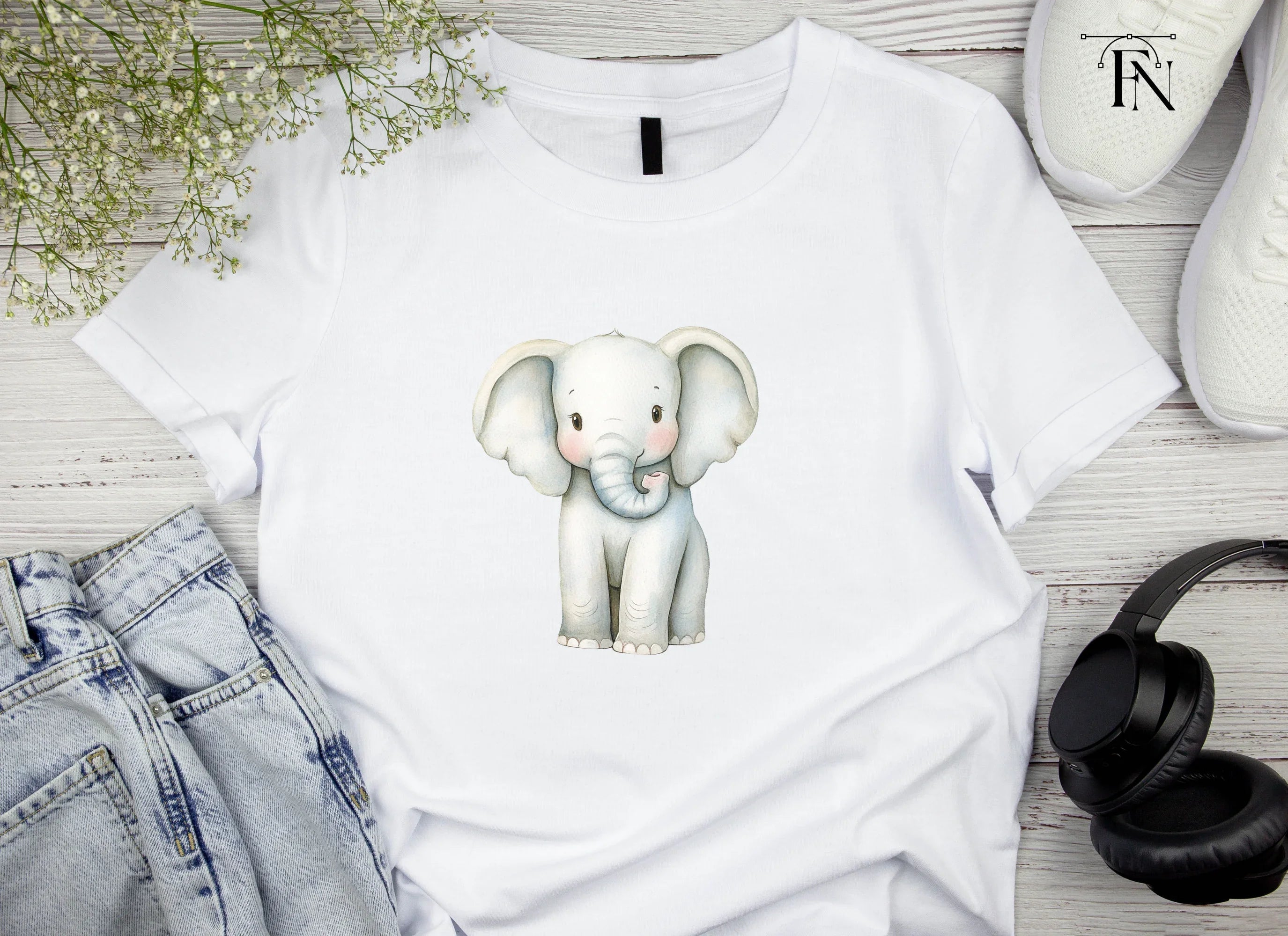 Cute Baby Elephant Clipart Bundle