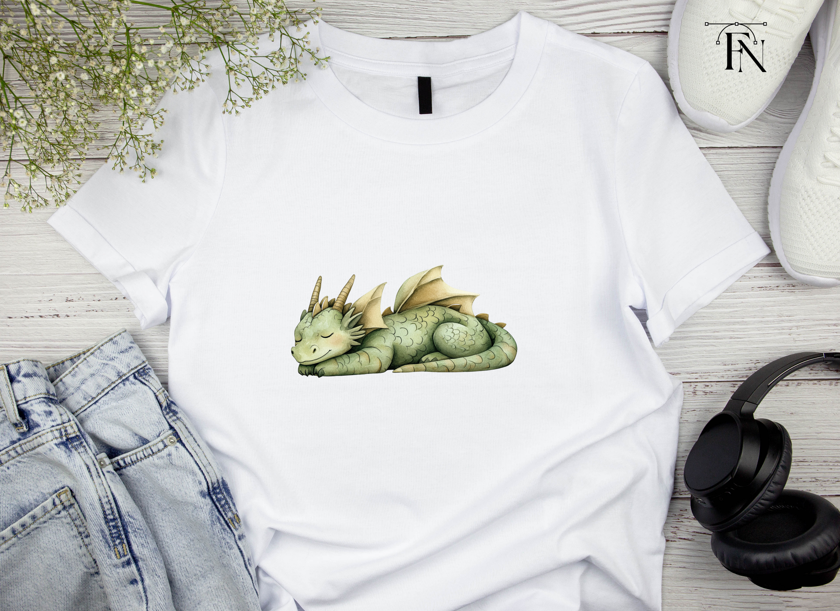 Cute Sleeping Baby Dragon Clipart Bundle