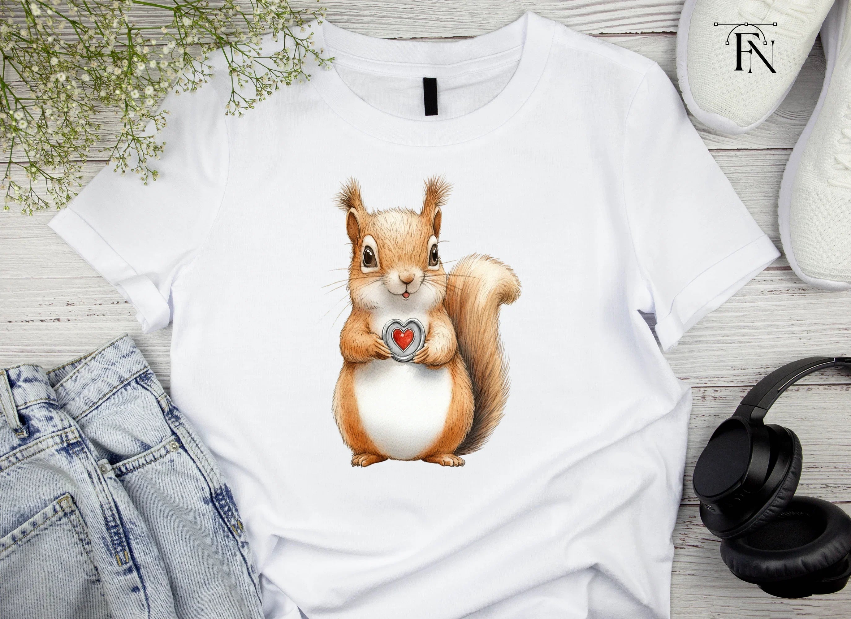 Cute Squirrels with Hearts Clipart Bundle