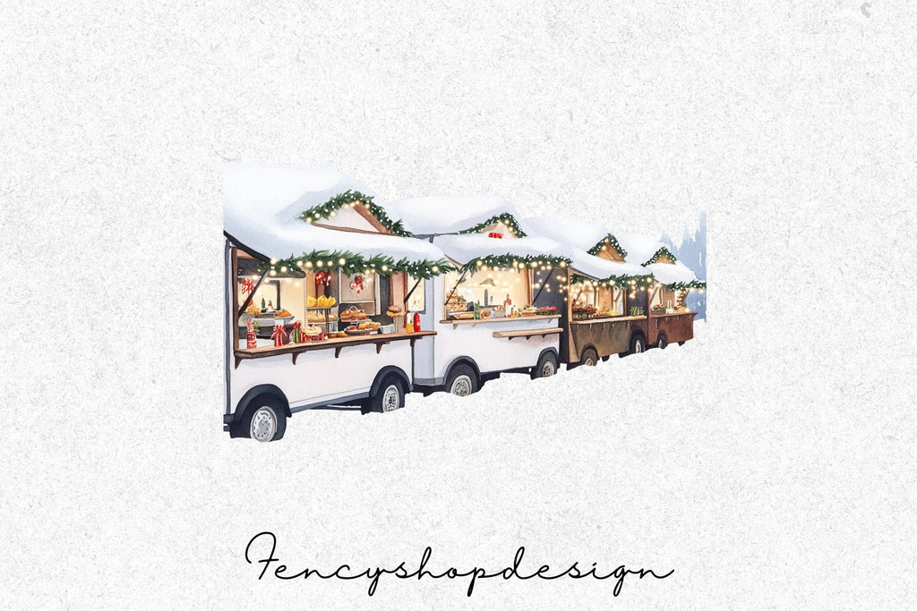 Christmas Food Truck Clipart Bundle