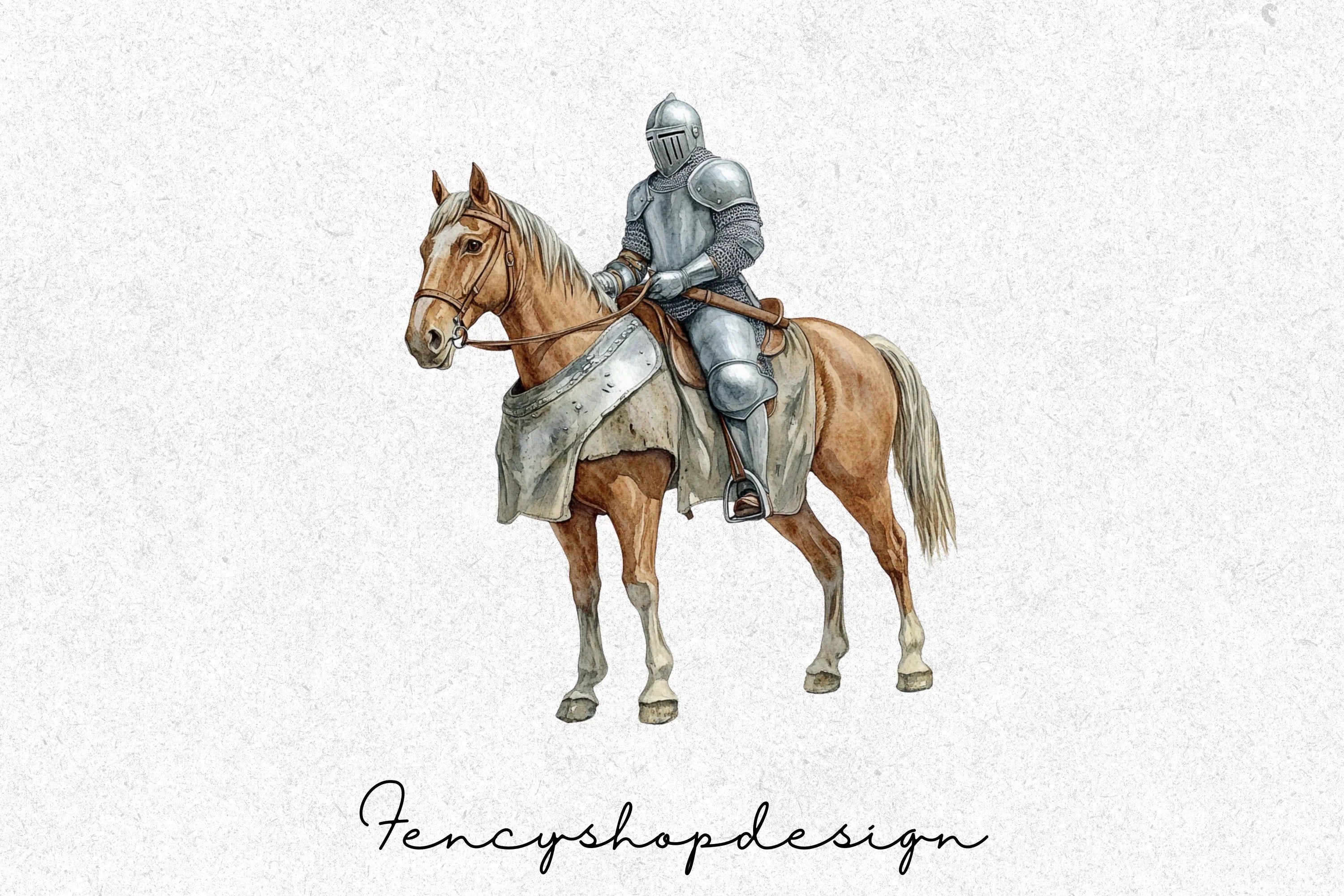 Medieval Knight on Horseback Clipart Bundle