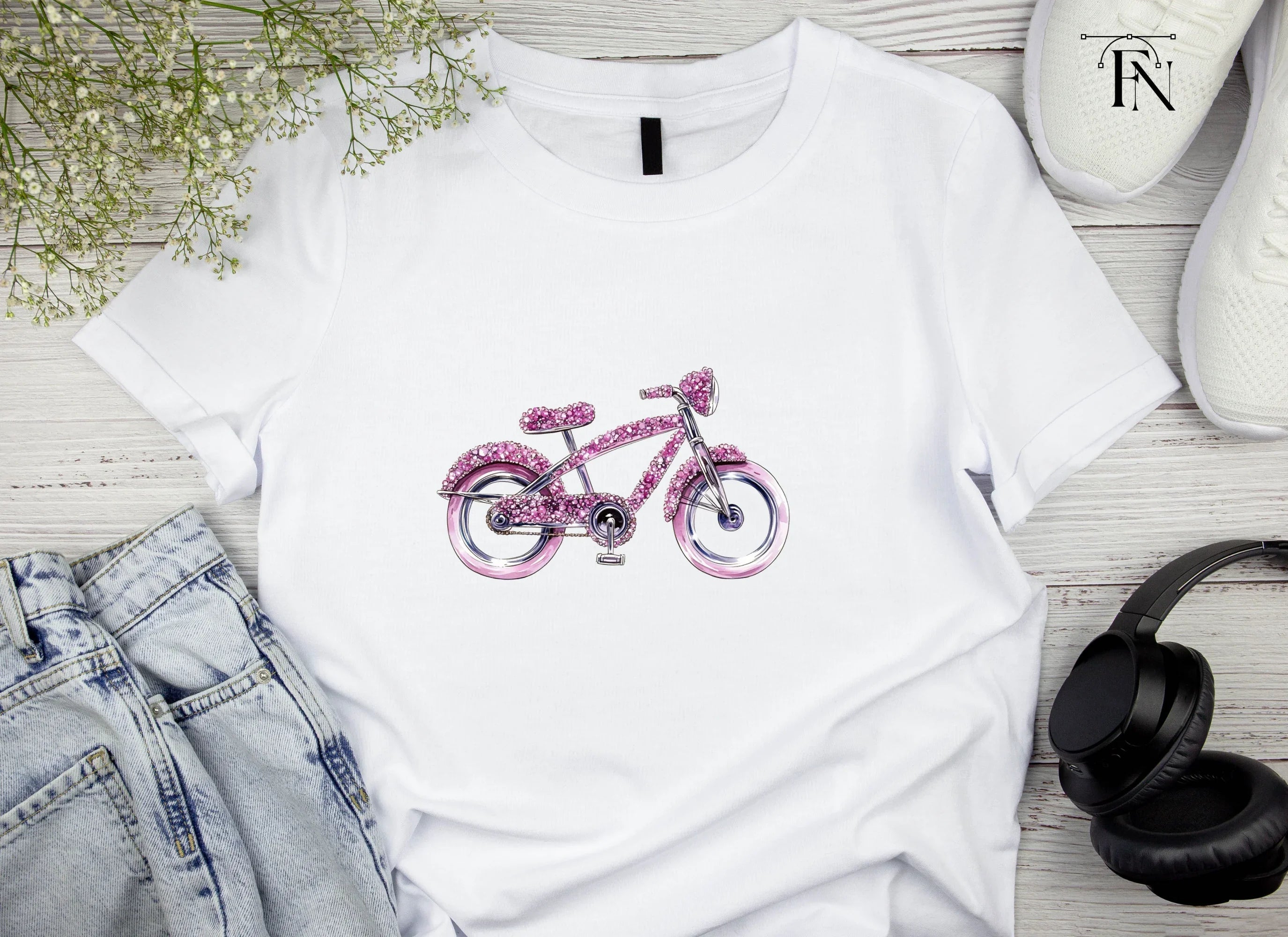 Sparkling Pink Bicycle Clipart Bundle