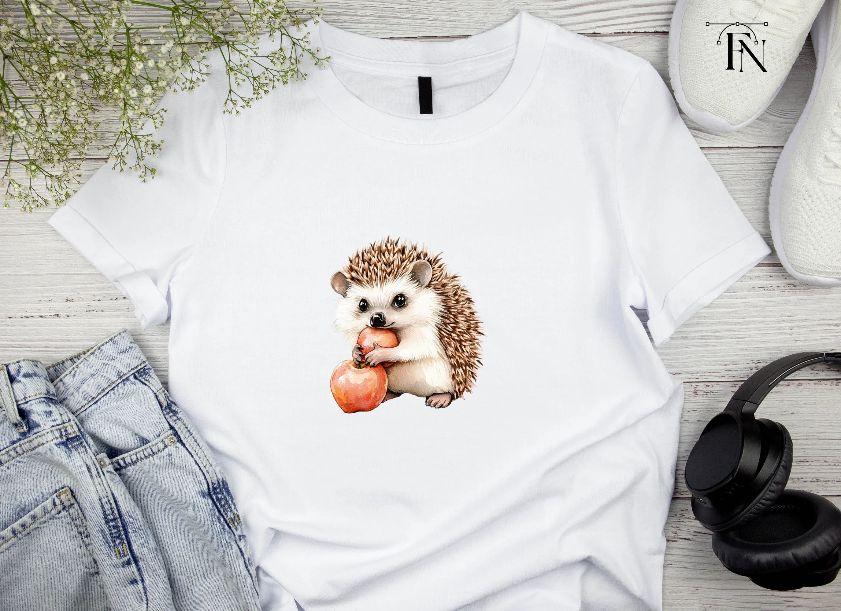 Hedgehog and Apple Clipart Bundle