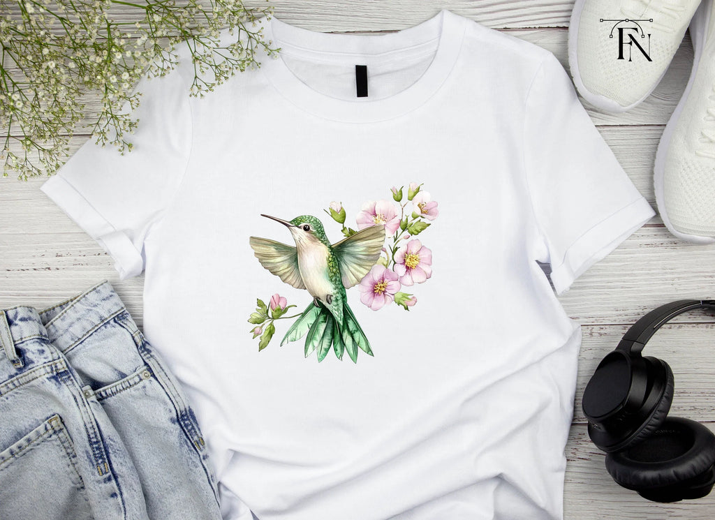 Hummingbird and Pink Flowers Clipart Bundle