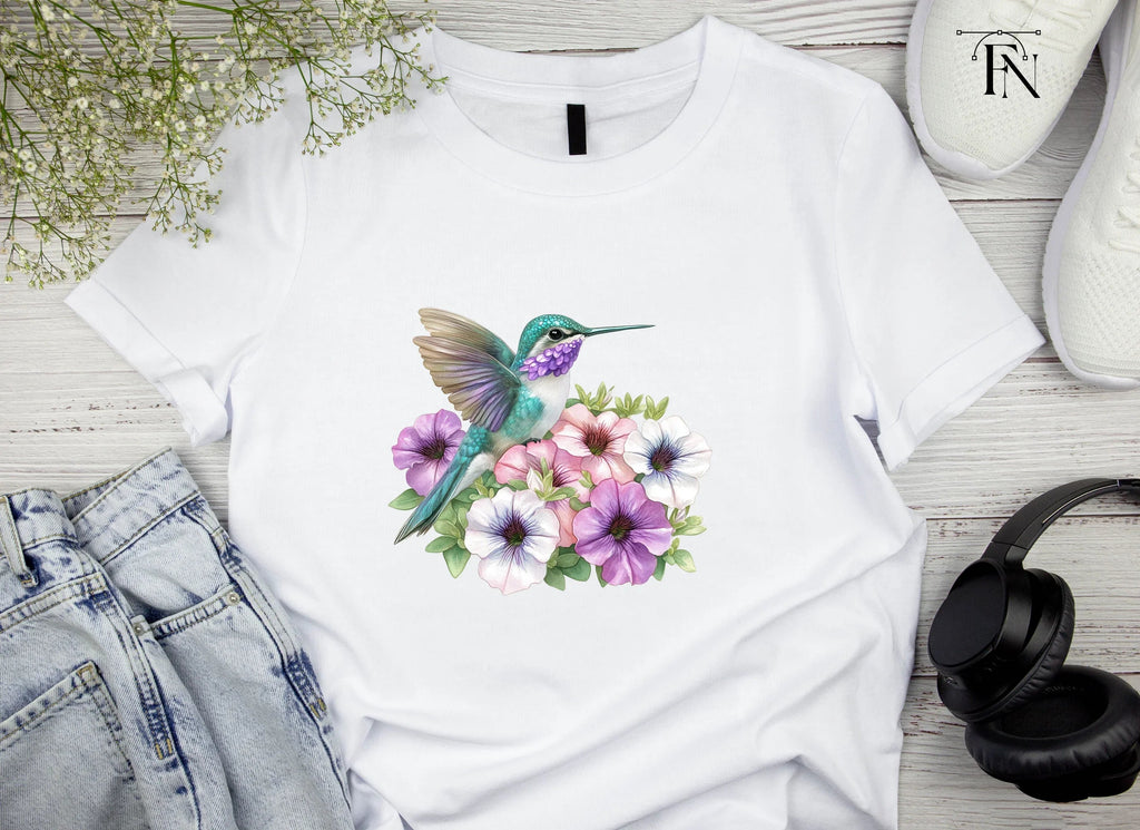 Hummingbirds with Petunia Flowers Clipart Bundle