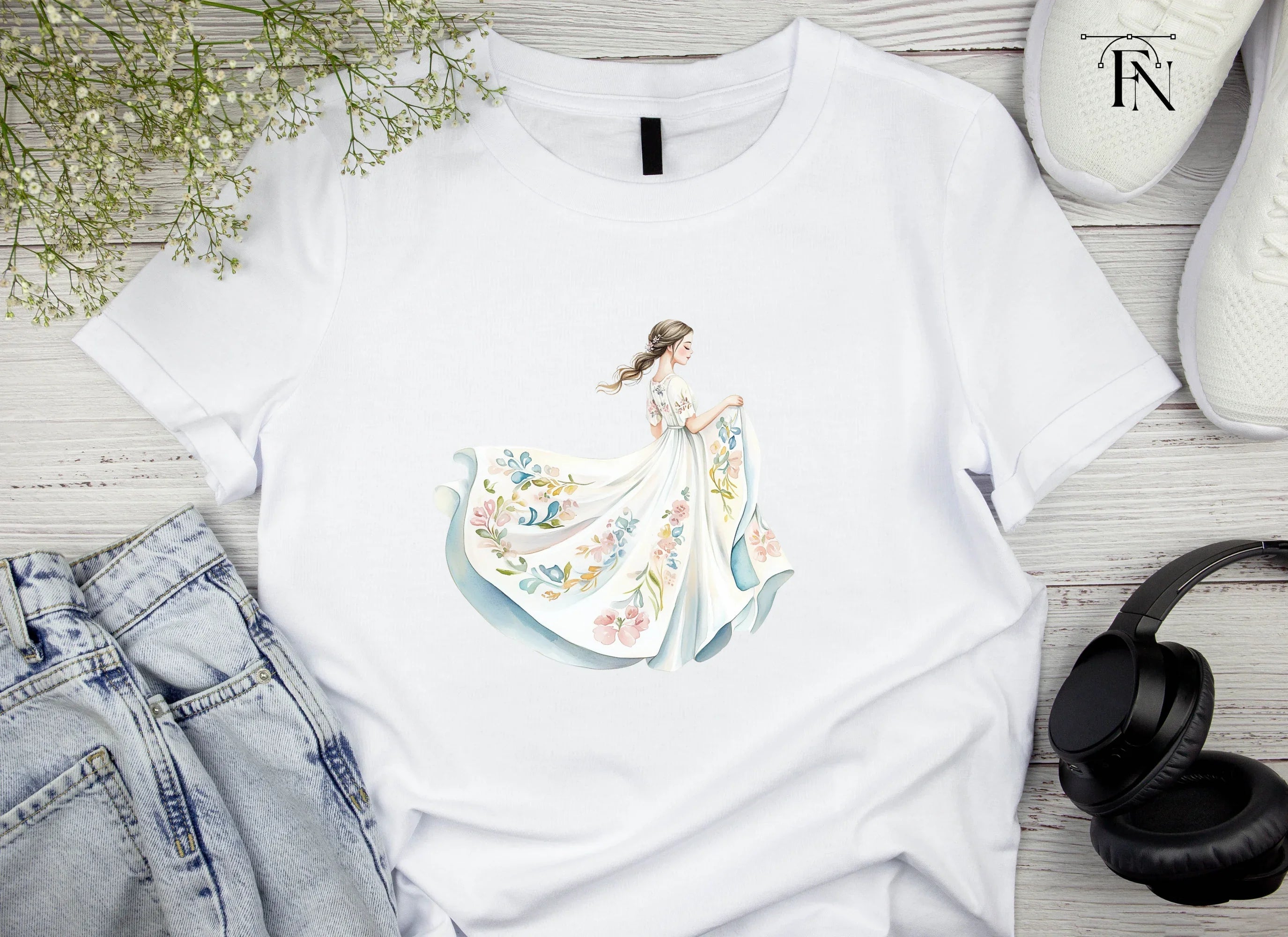 Flowing Floral Dress Clipart Bundle