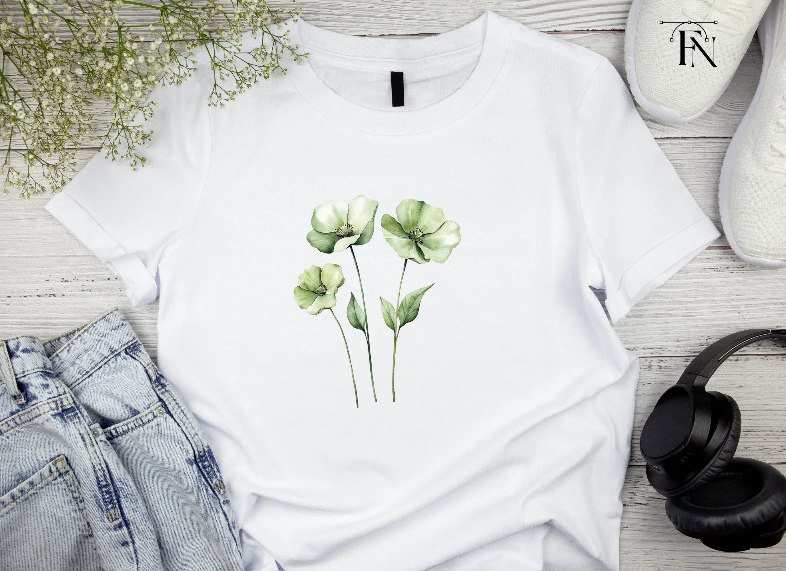 Green Floral Clipart Bundle