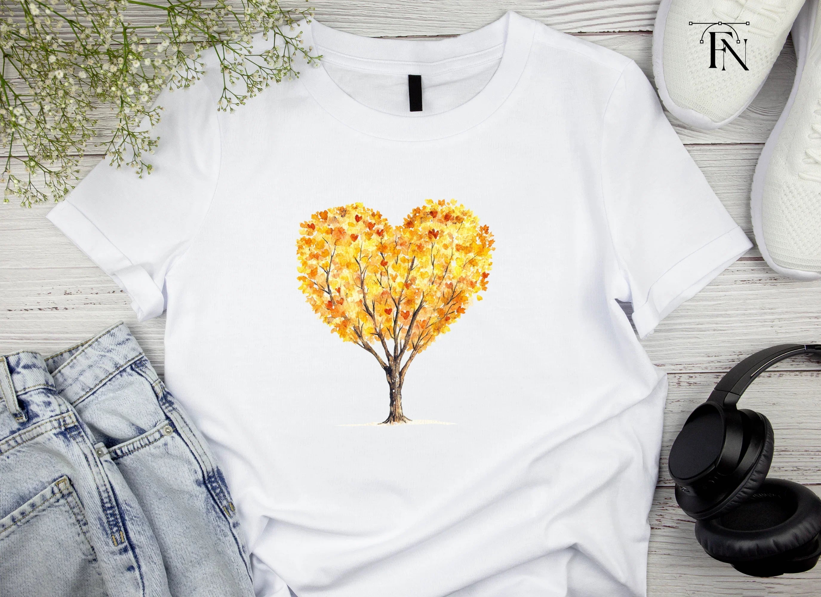 Heart Shaped Autumn Trees Clipart Bundle