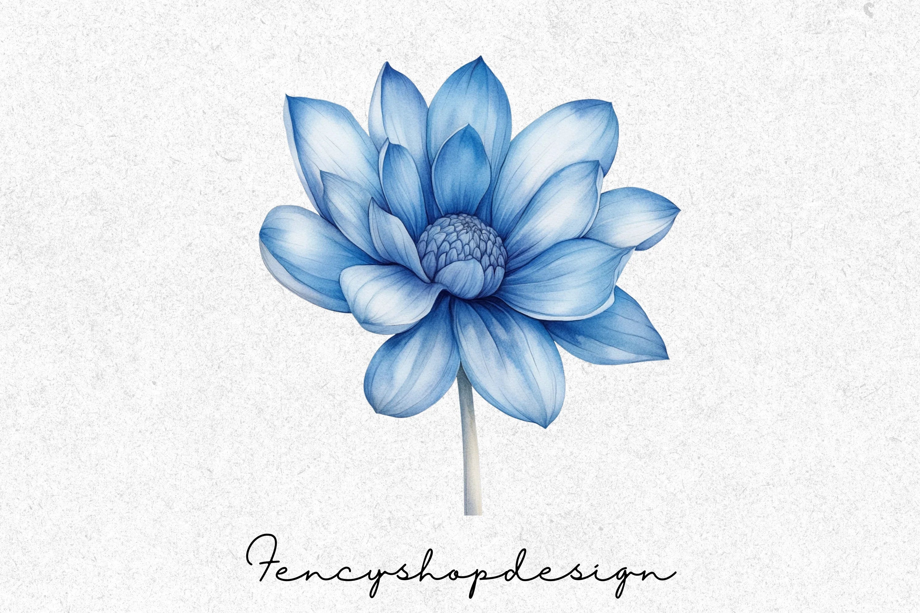 Blue Floral Clipart Bundle