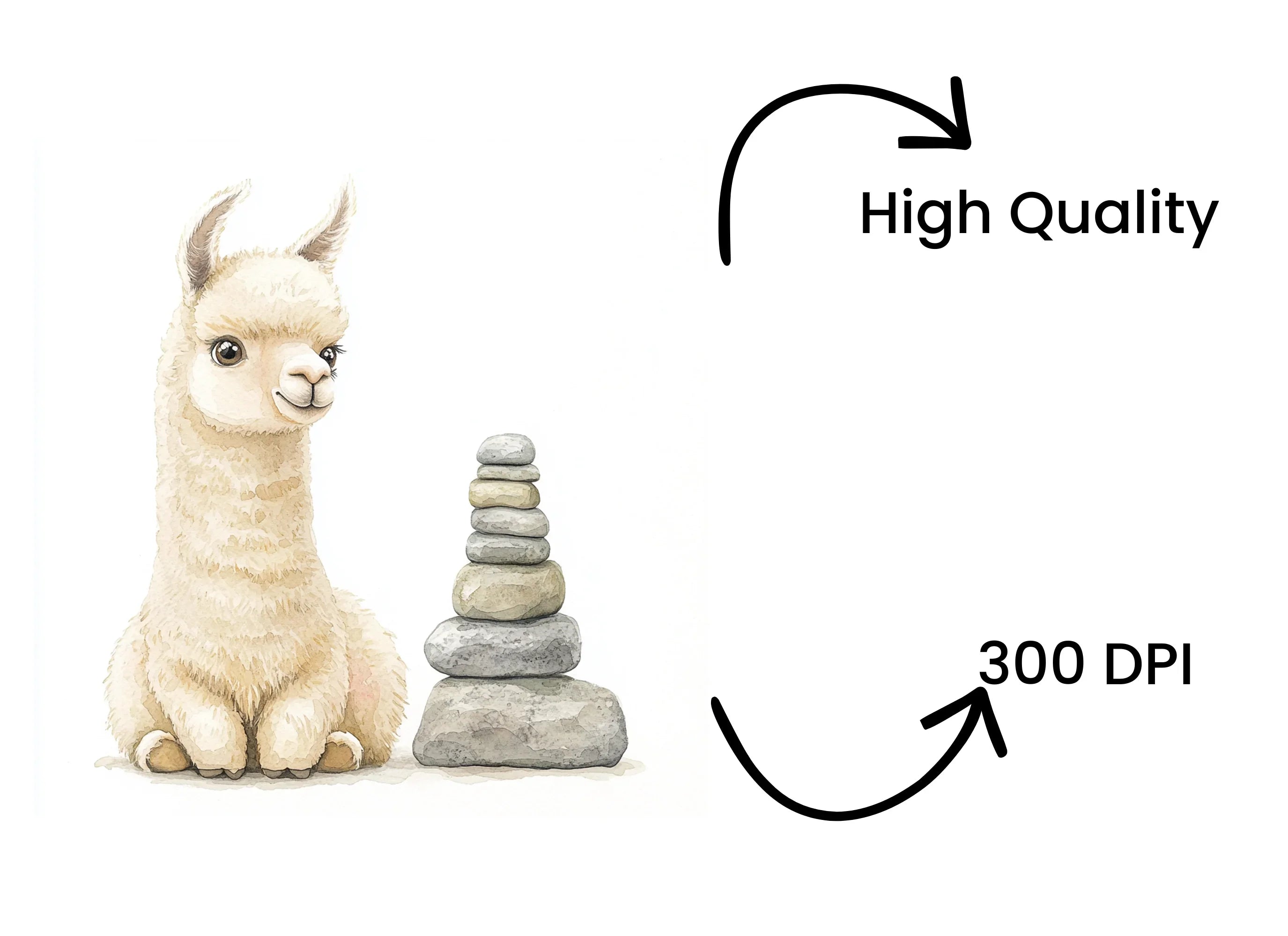 Cute Llama and Stone Cairn Clipart Bundle