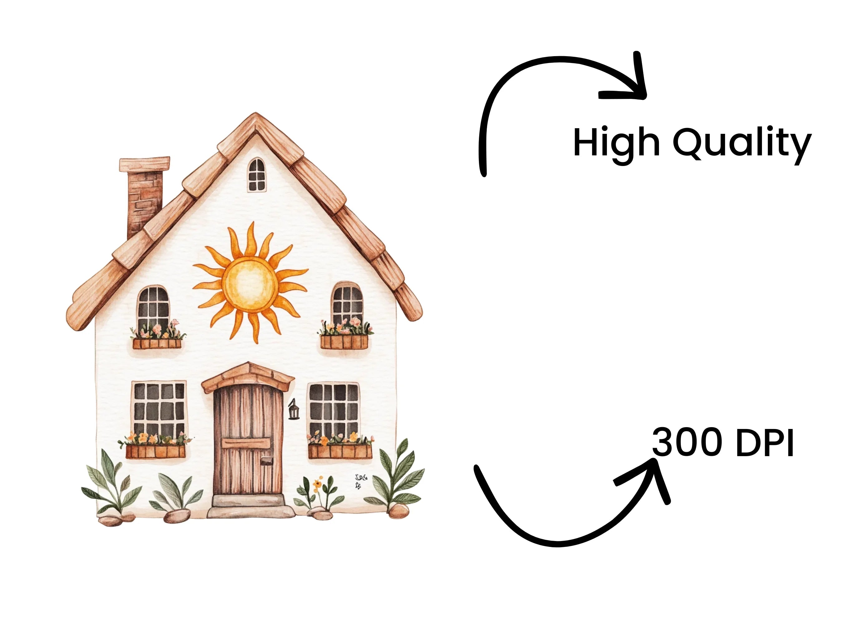 Cozy Boho House Sun Decor Clipart Bundle
