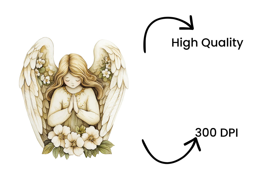 Sleeping Angel with Flowers Clipart Bundle