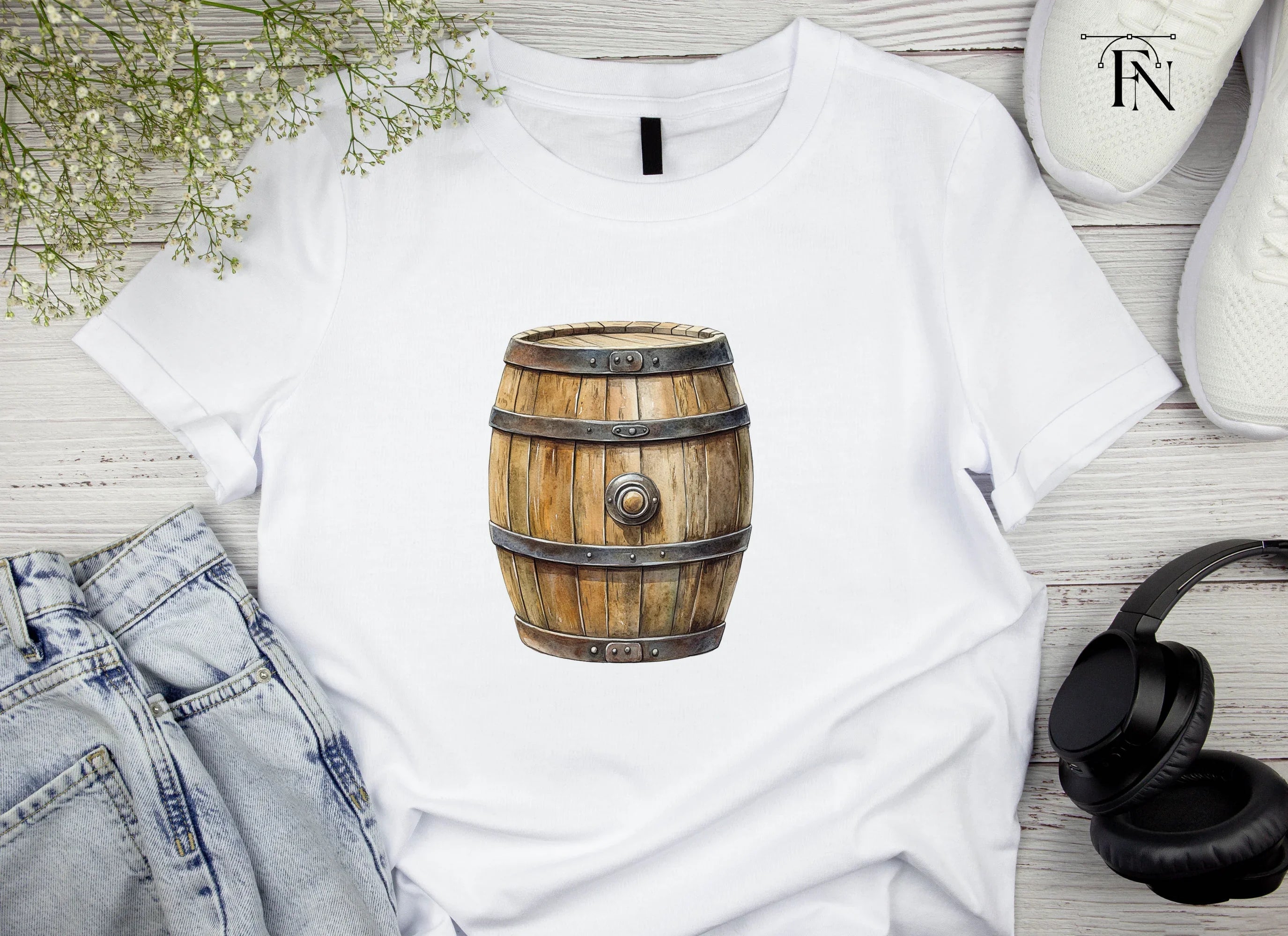 Rustic Wooden Barrels Clipart Bundle