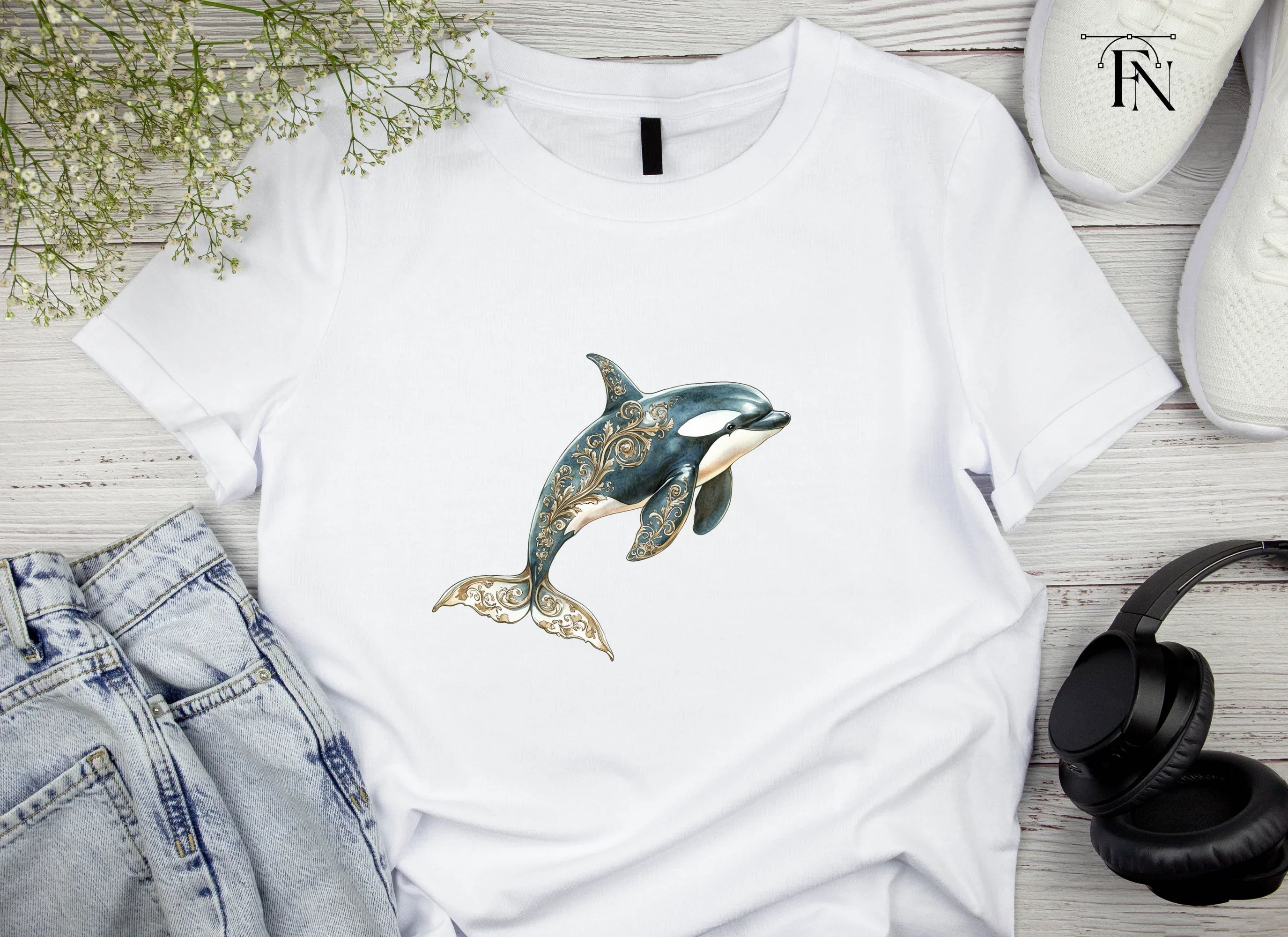 Elegant Orca Whale Clipart Bundle
