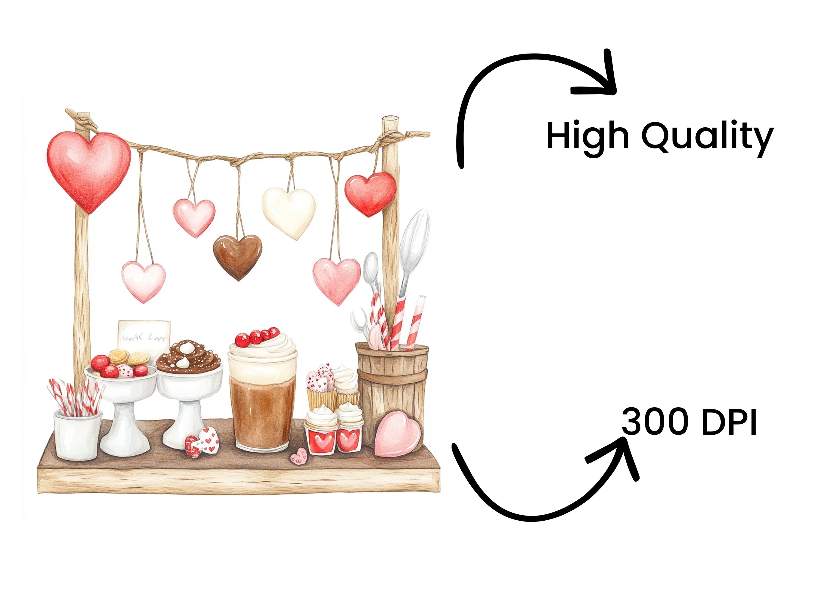 Valentine's Day Hot Chocolate Bar Clipart Bundle