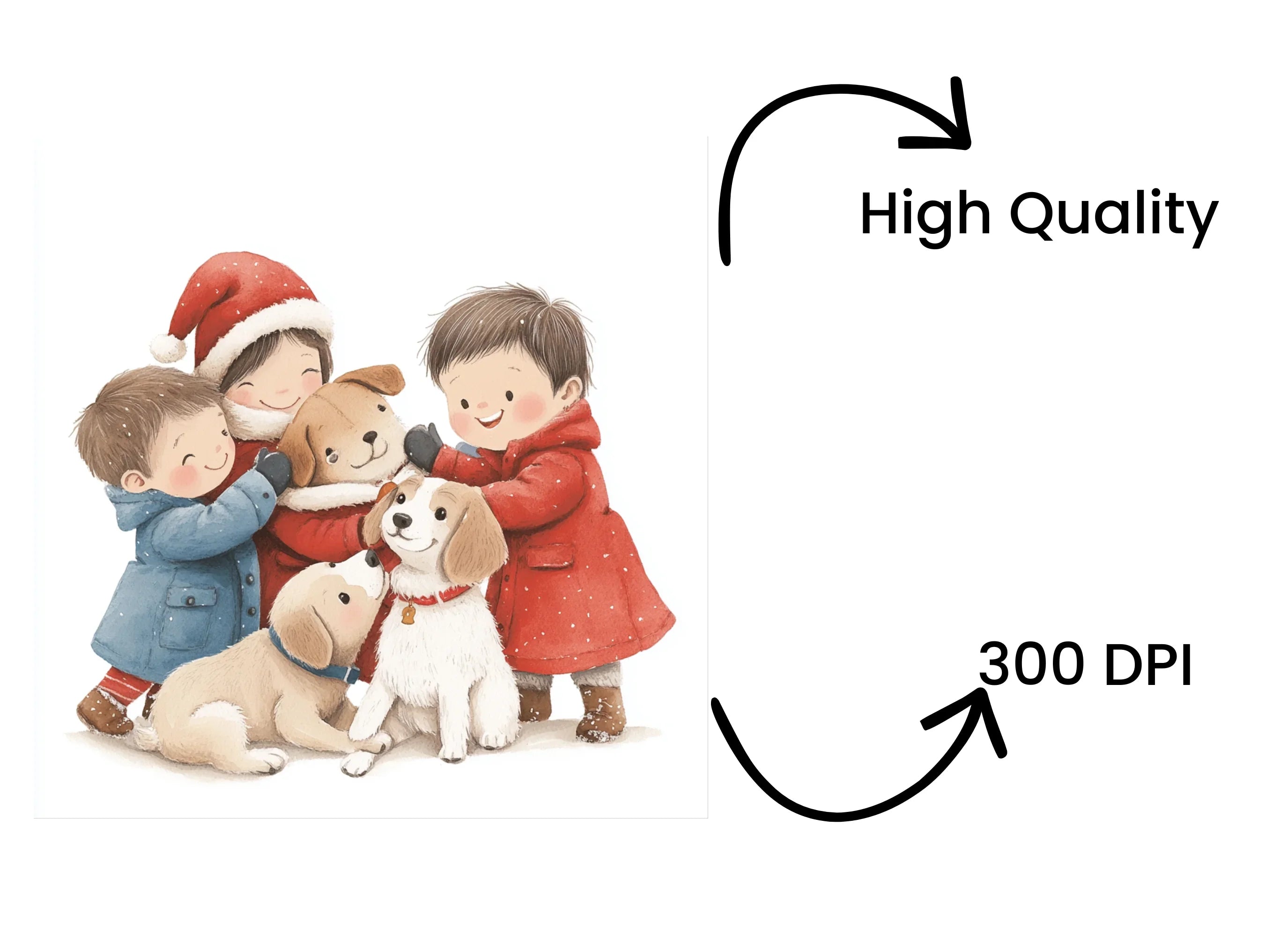 Kids and Dogs Winter Christmas Clipart Bundle
