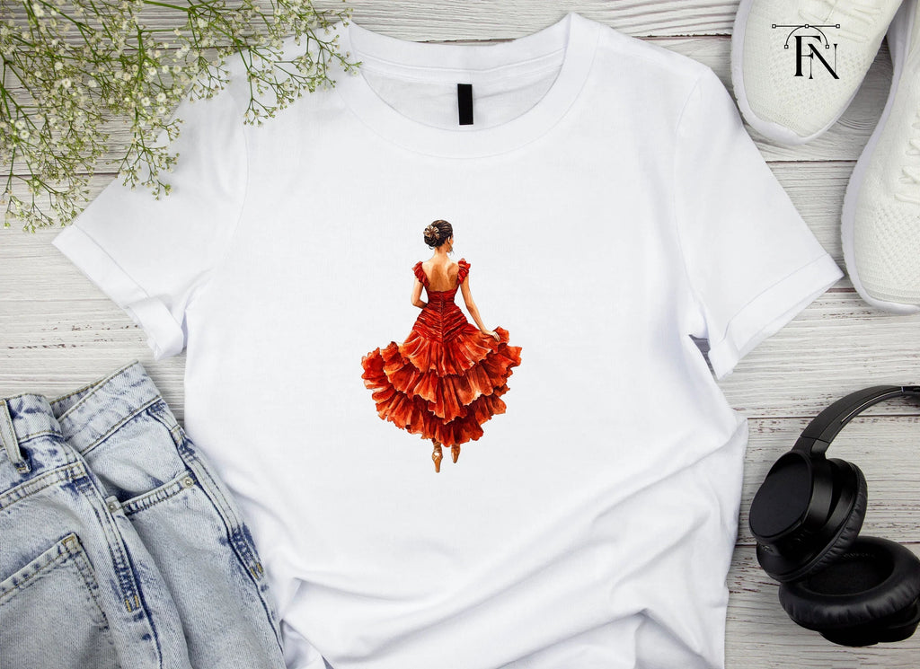 Flamenco Dancer in Red Ruffled Dress Clipart Bundle