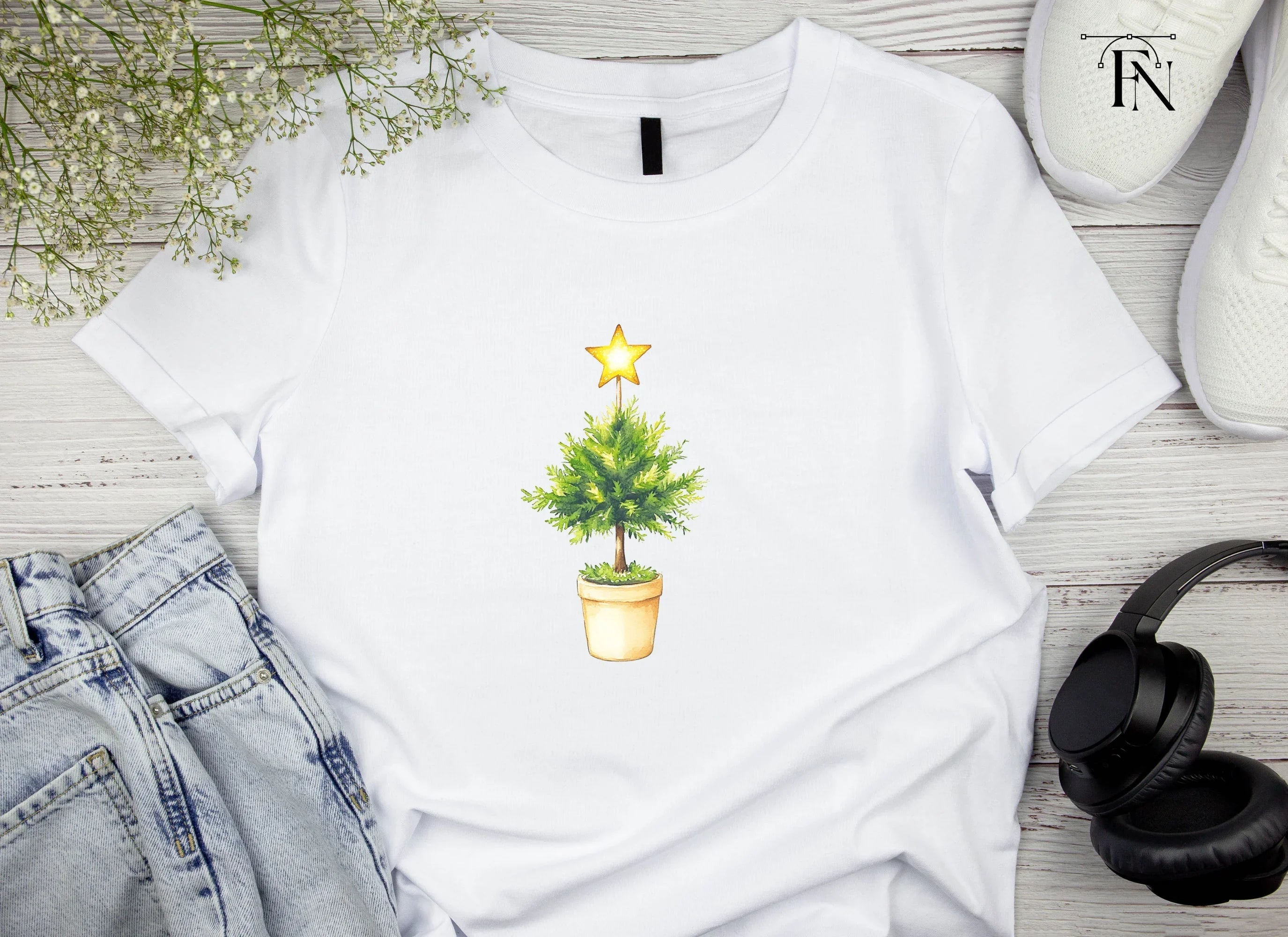 Potted Christmas Trees Clipart Bundle