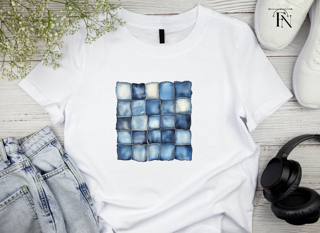 Denim Patchwork Patterns Clipart Bundle