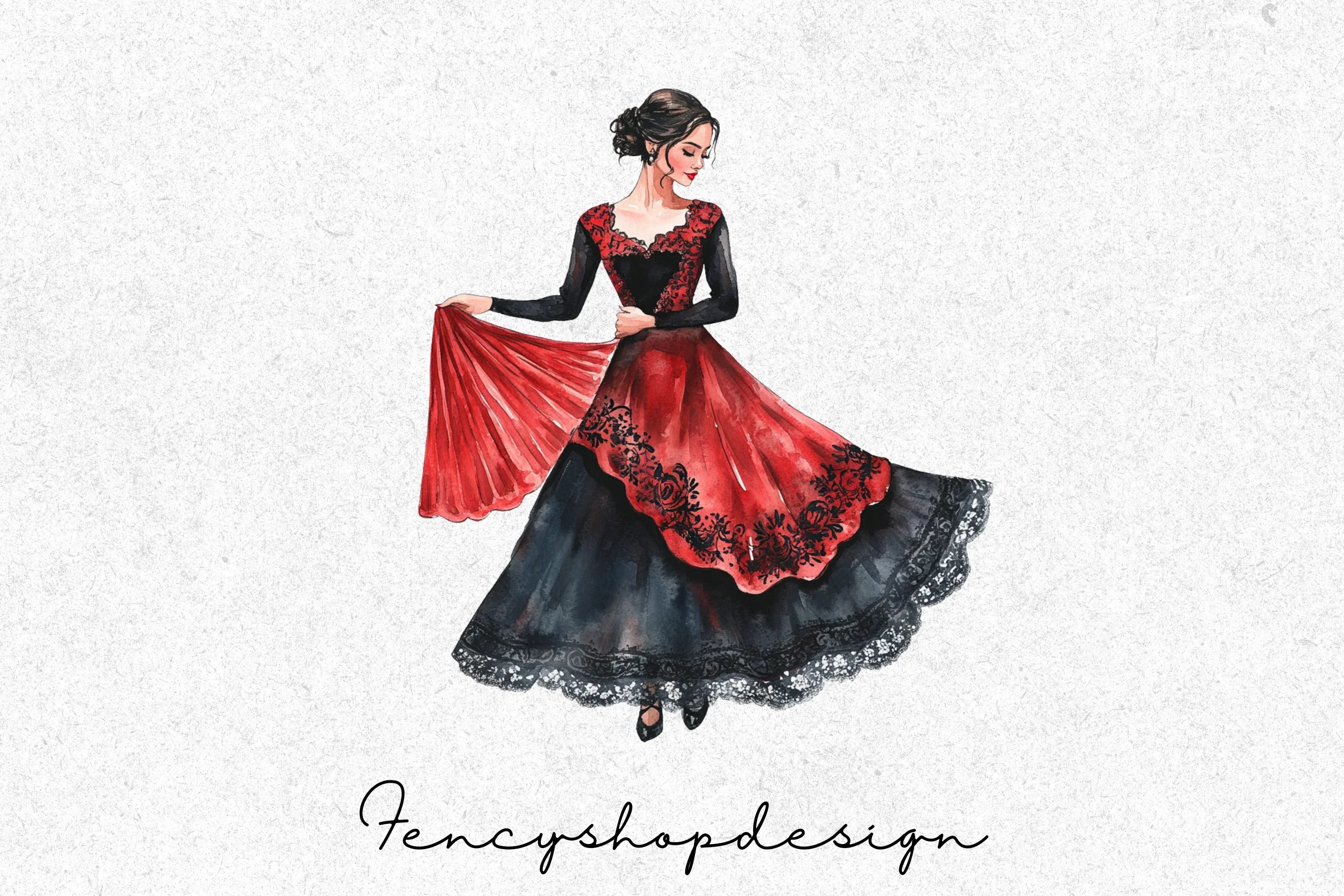 Elegant Flamenco Dancer Clipart Bundle