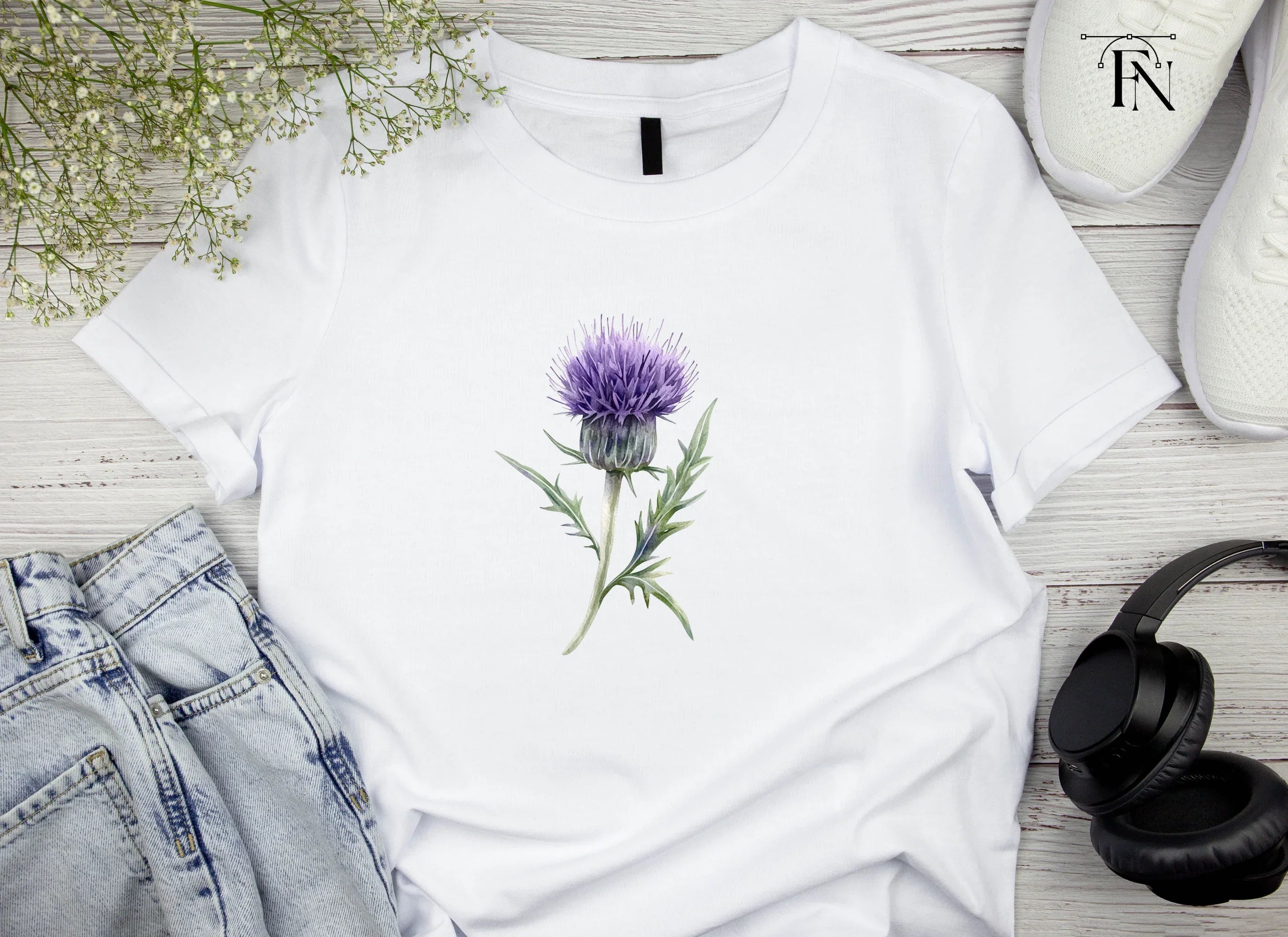 Elegant Purple Thistle Clipart Bundle
