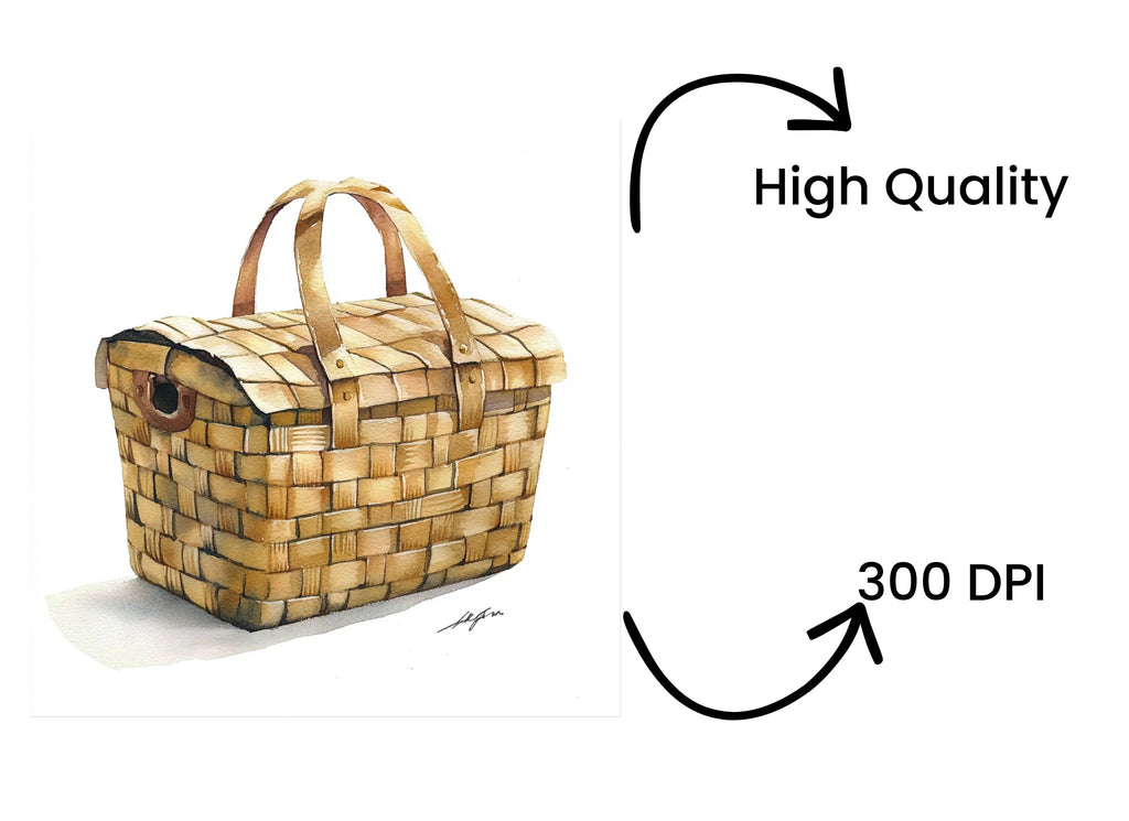 Woven Basket Illustration Clipart Bundle