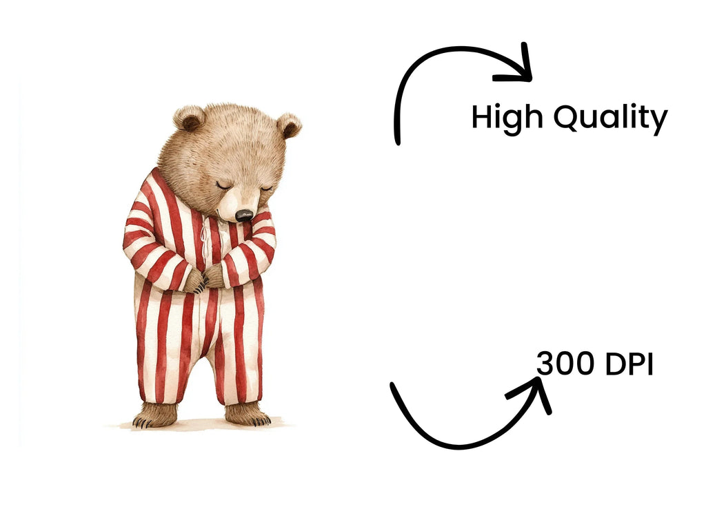 Tired Bear Kids Clipart Bundle