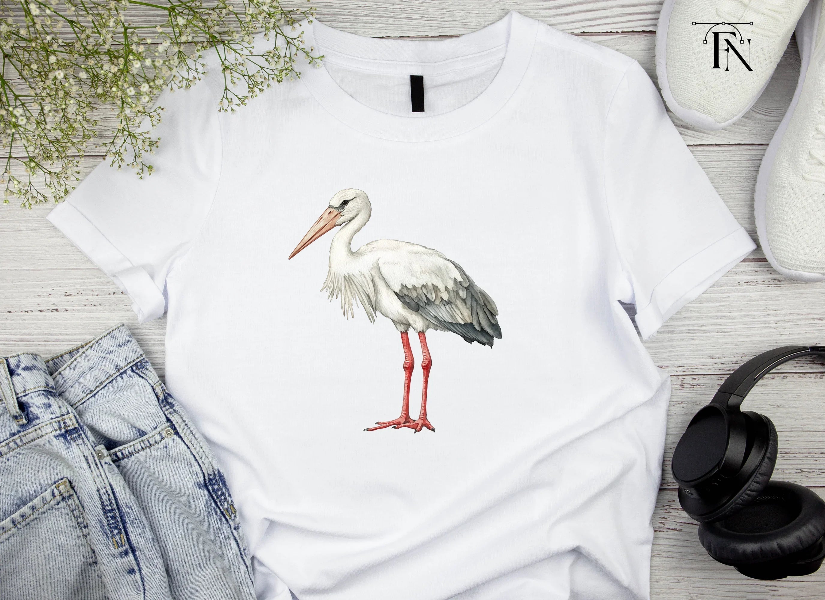 Elegant Stork Pair Clipart Bundle