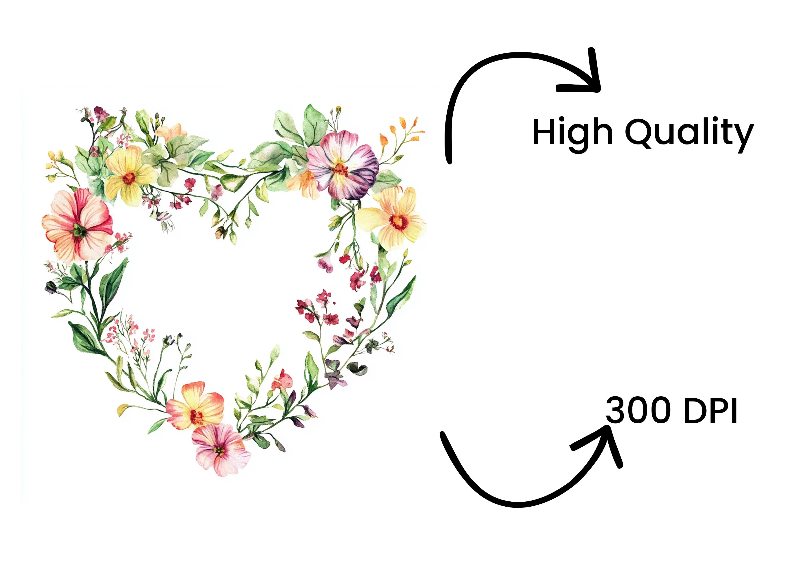 Floral Heart Clipart Bundle