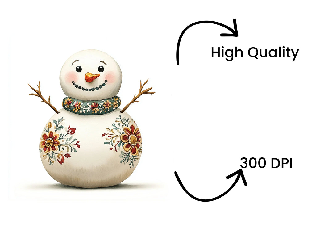 Floral Snowman Clipart Bundle