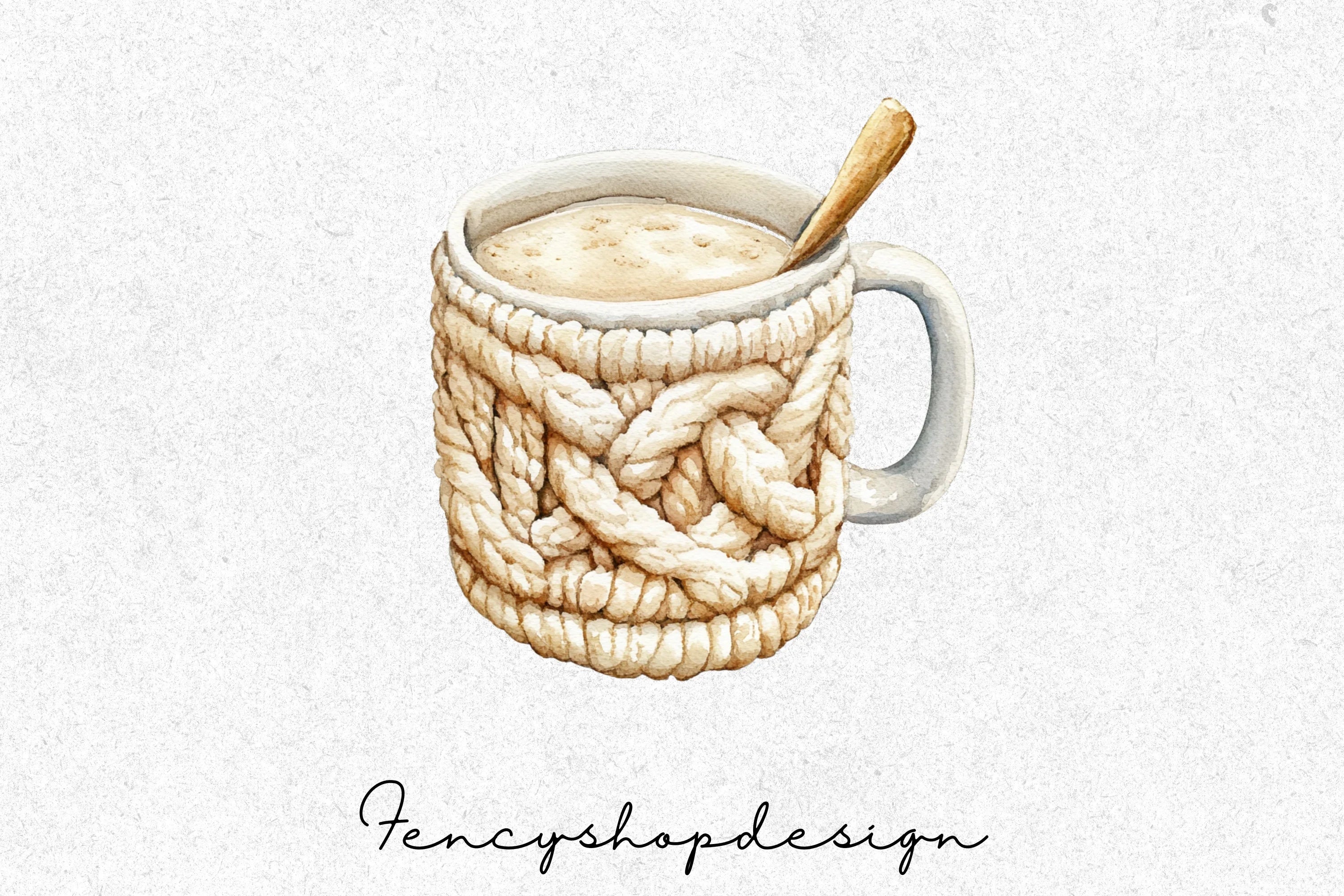Cozy Knitted Mugs Yarn Crafts Clipart Bundle