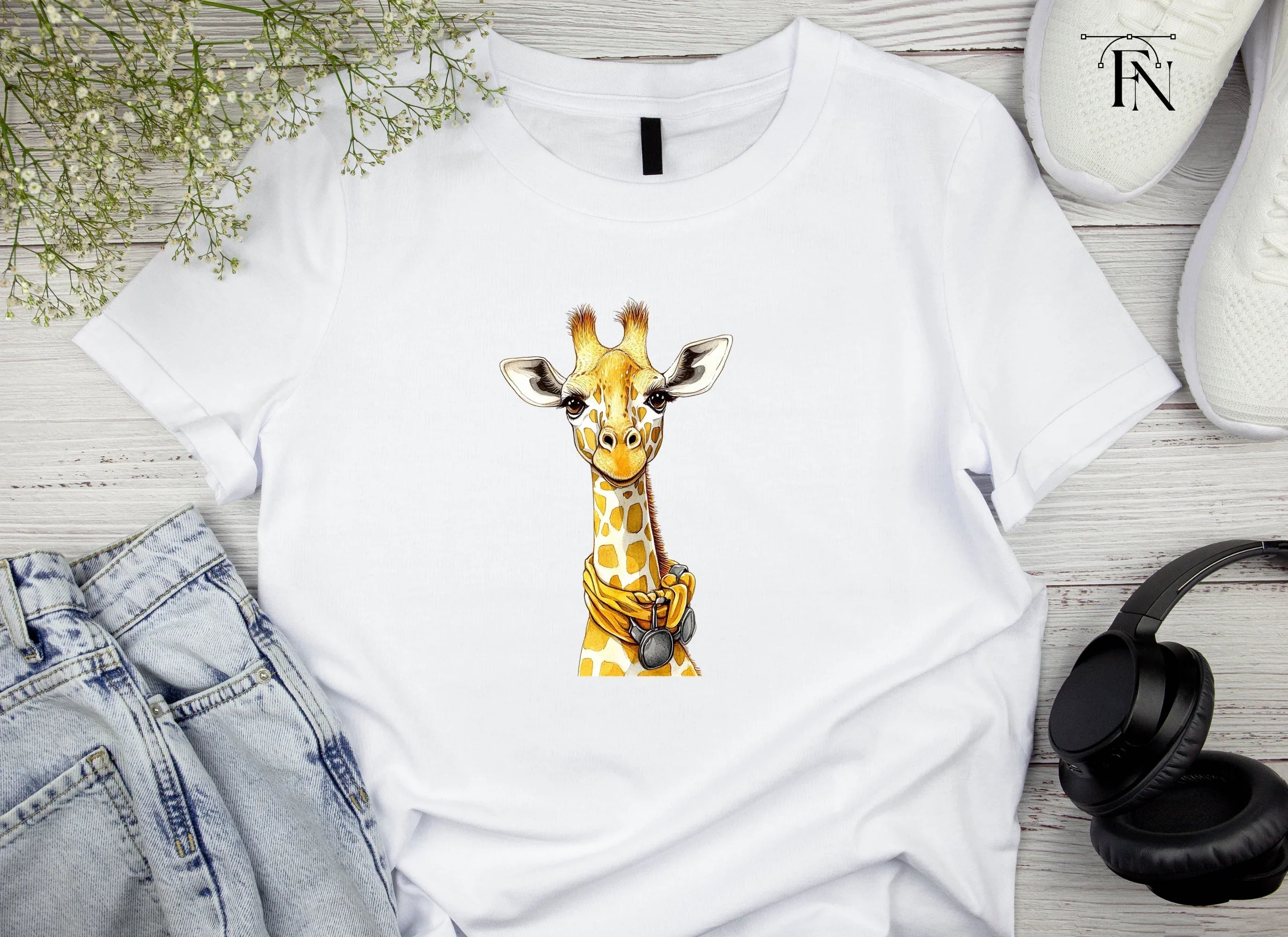 Cute Giraffe with Scarf Clipart Bundle