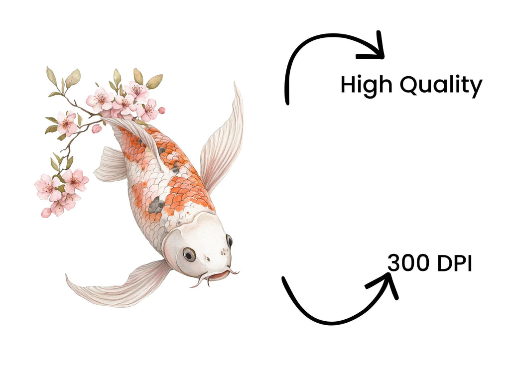 Koi Fish Cherry Blossom Clipart Bundle