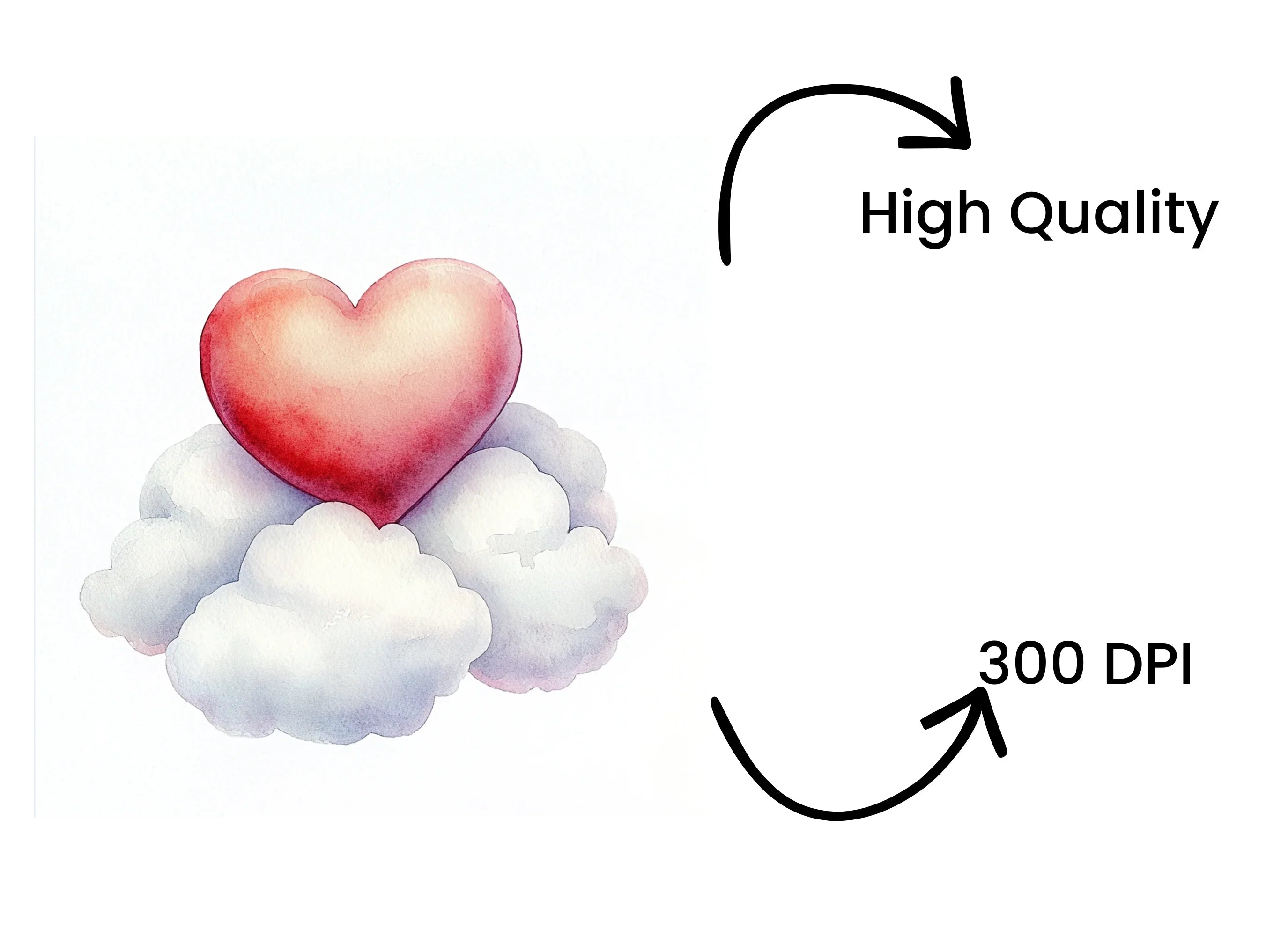Heart on Cloud Clipart Bundle