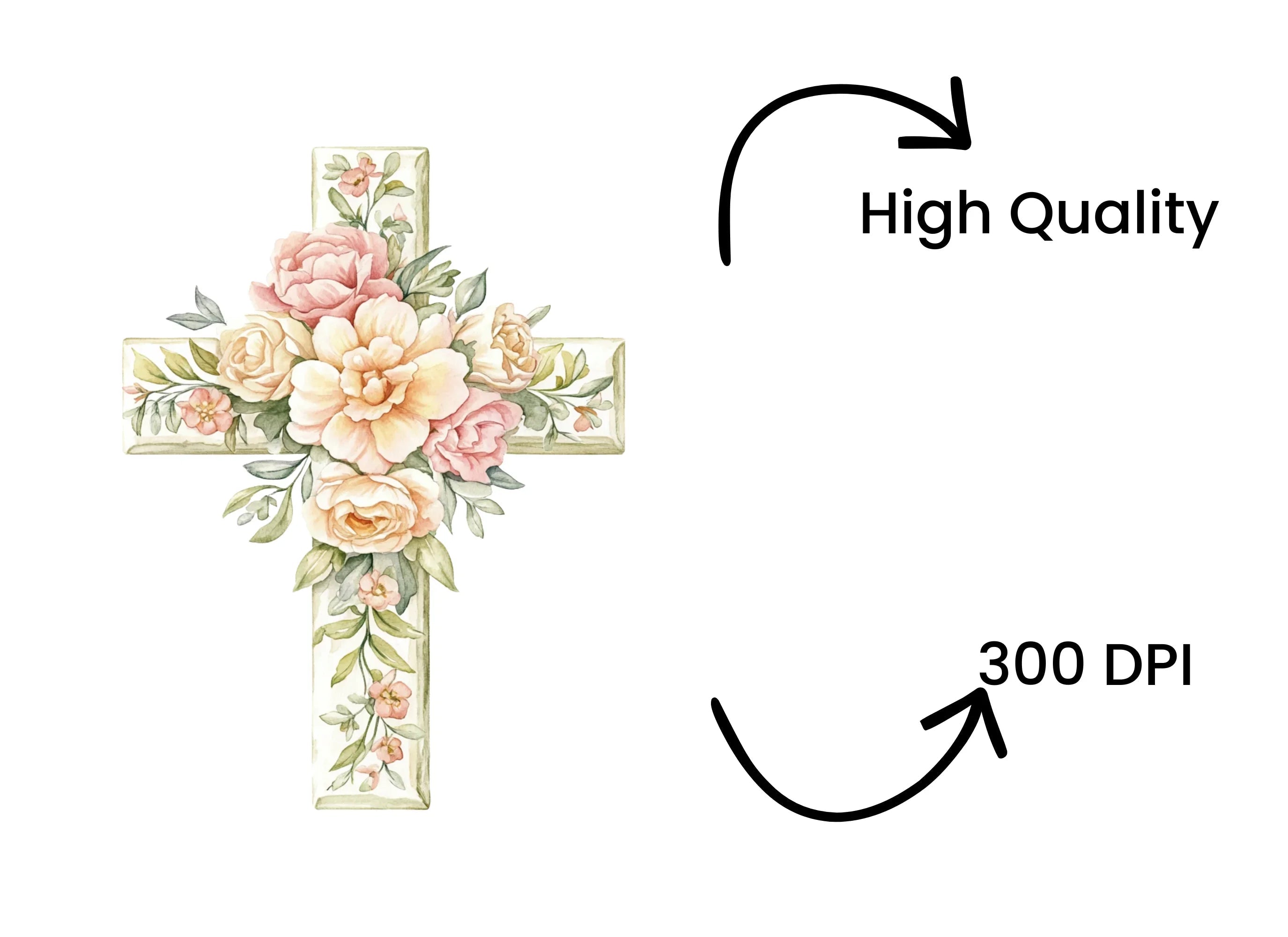 Floral Crosses Clipart Bundle