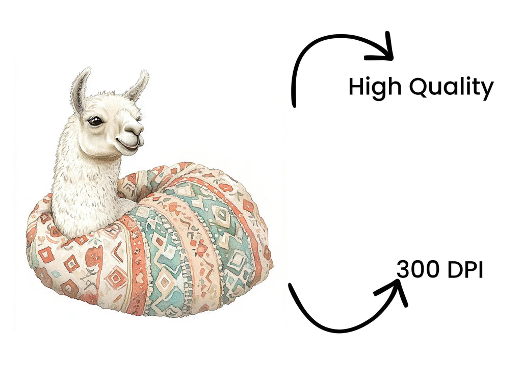 Cozy Llama in Soft Blankets Clipart Bundle