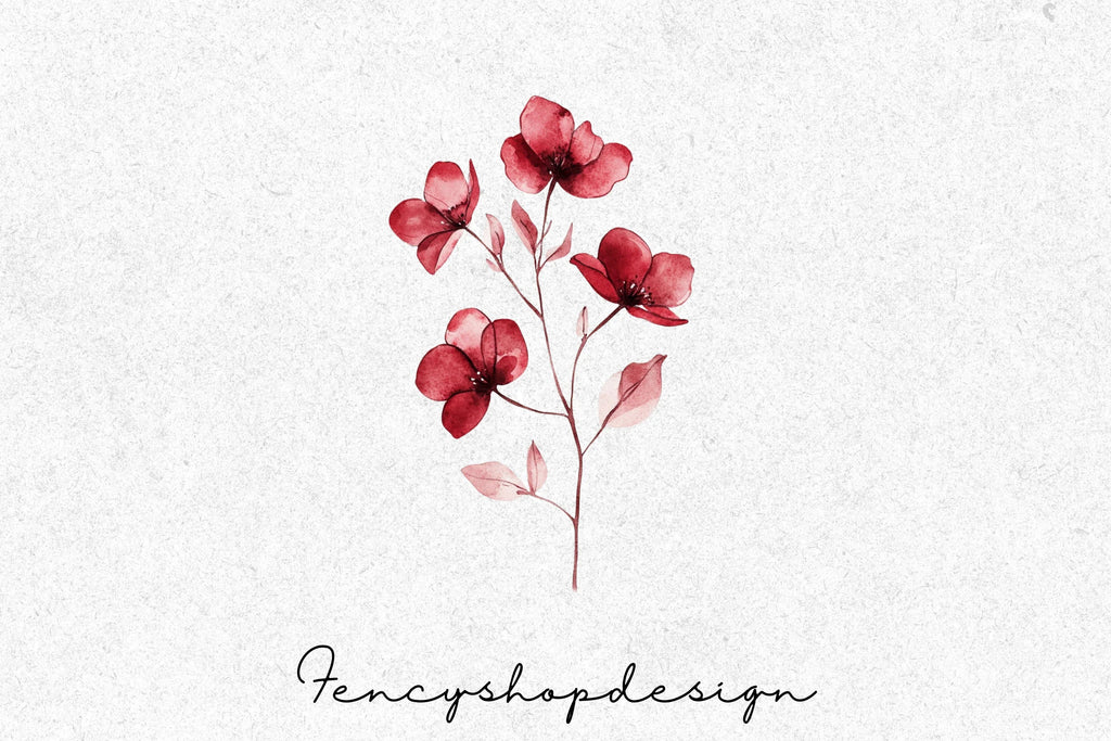 Elegant Red Floral Clipart Bundle