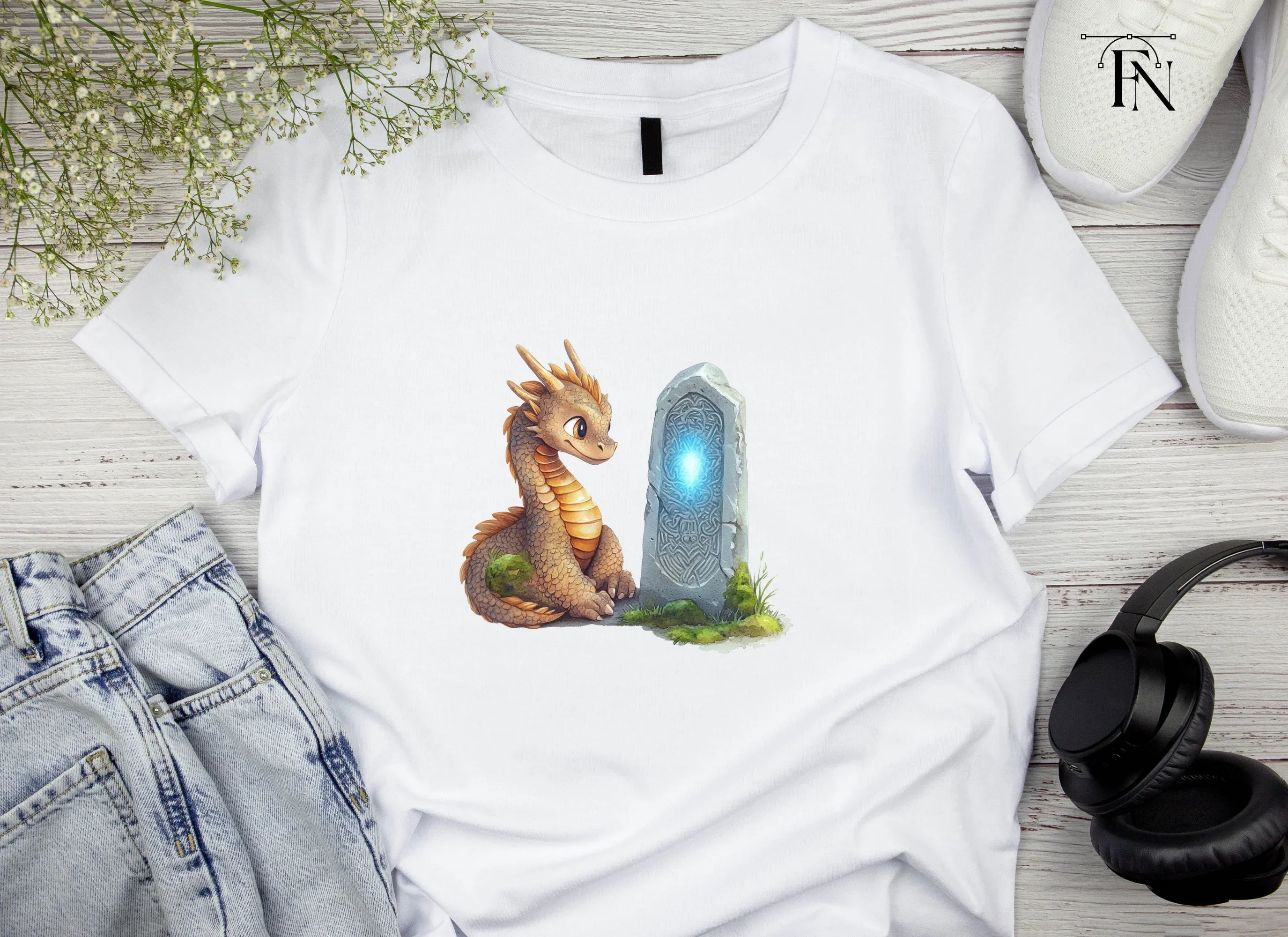 Cute Baby Dragon and Magic Stone Clipart Bundle