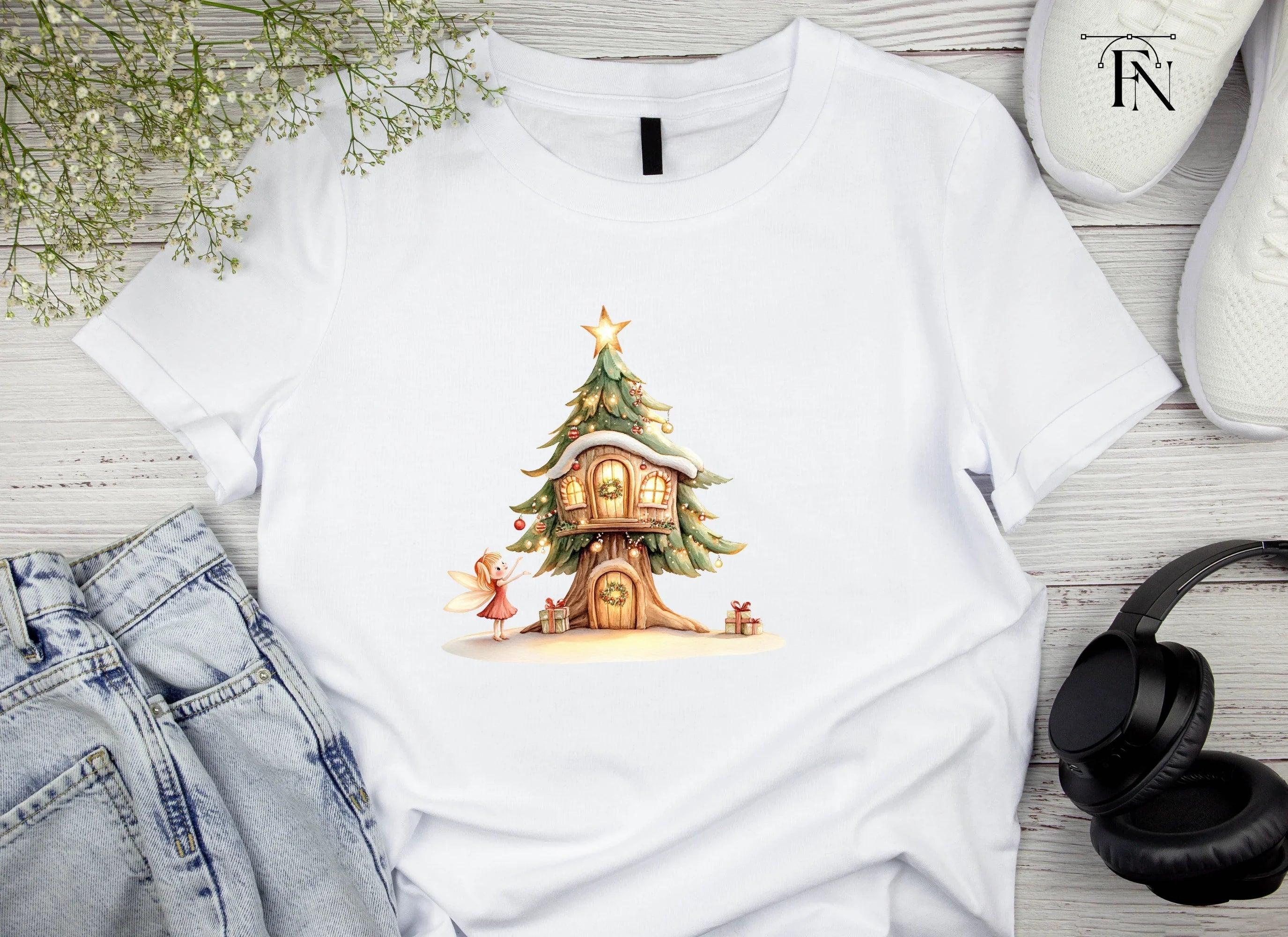 Christmas Fairy Treehouse Clipart Bundle