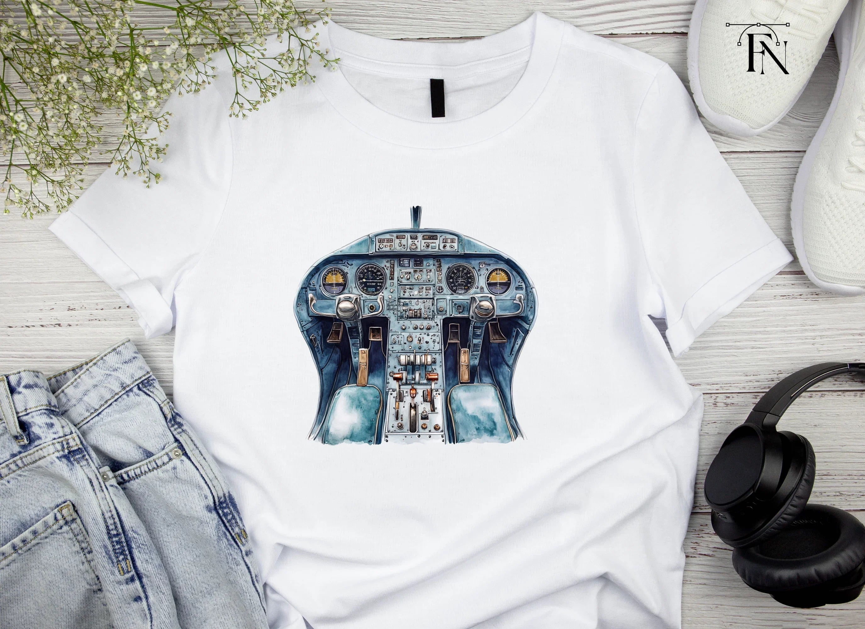 Blue Airplane Cockpit Clipart Bundle