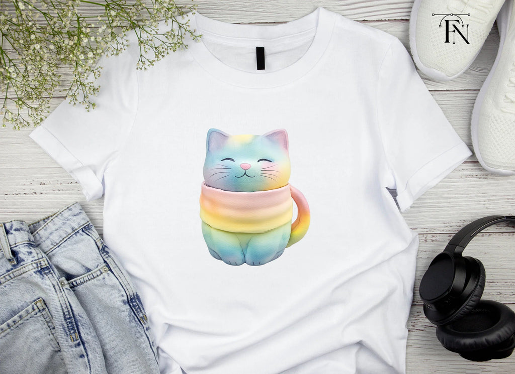 Cute Pastel Rainbow Cat Clipart Bundle