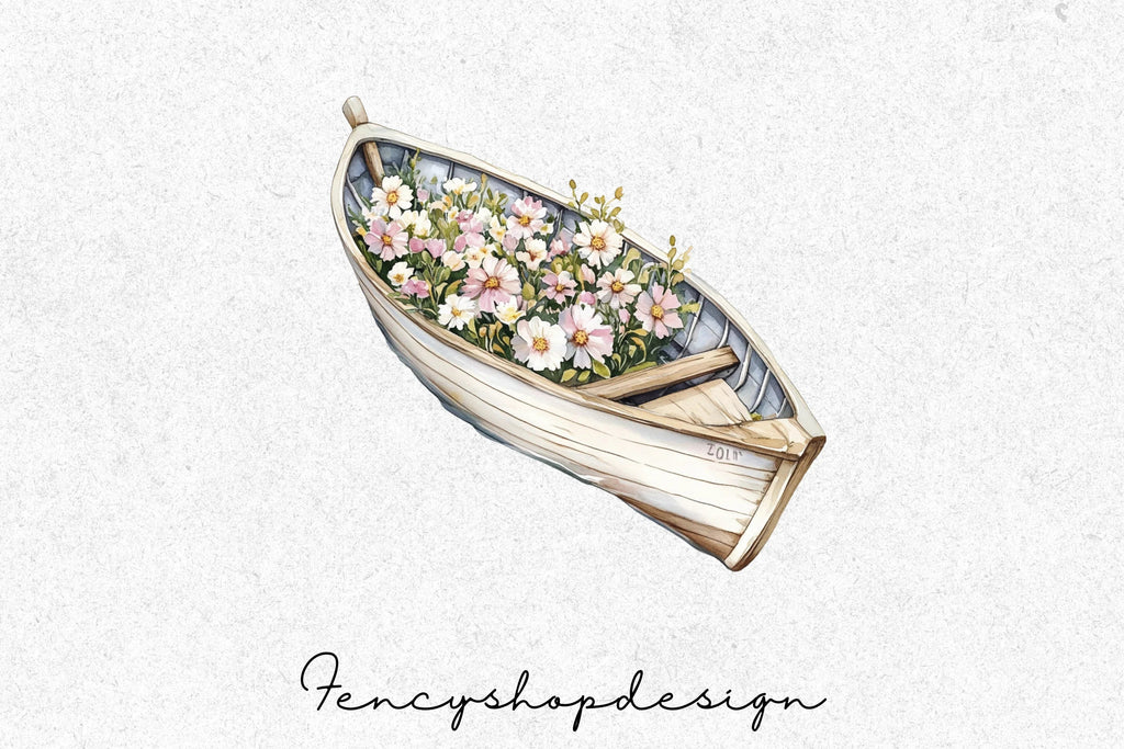 Charming Floral Boat Clipart Bundle