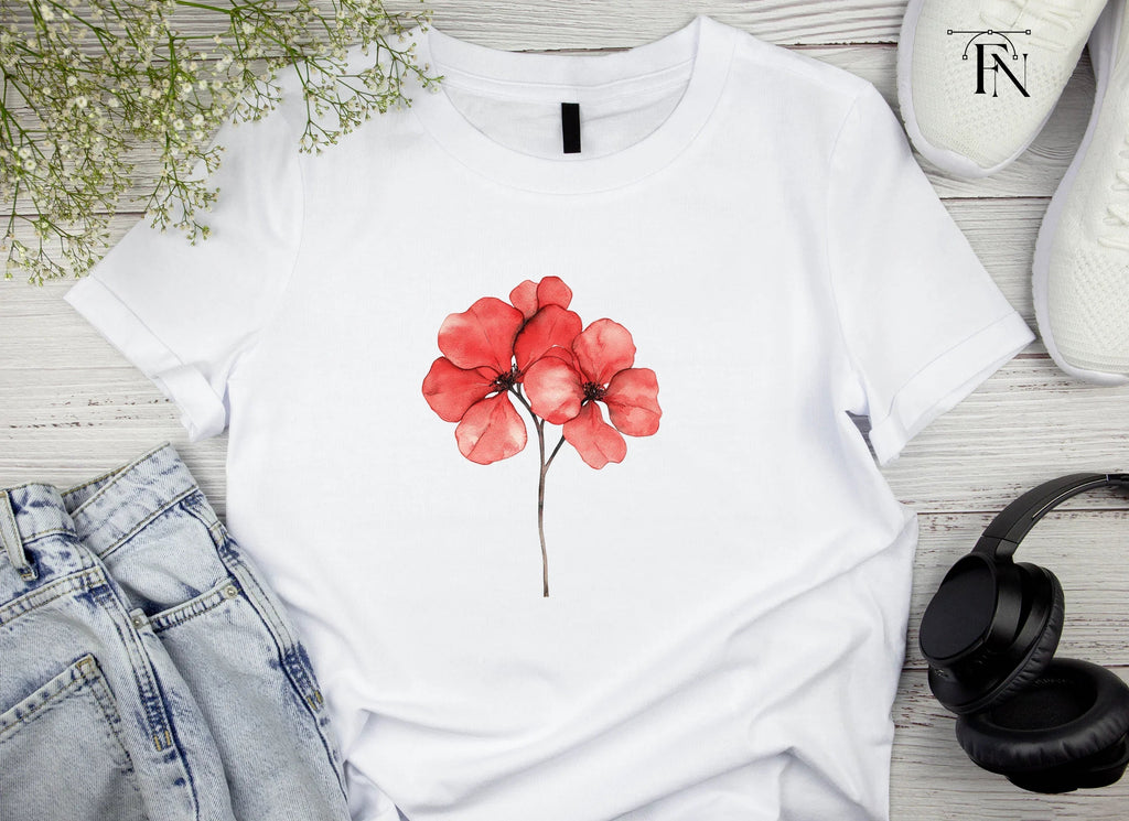 Red Geranium Flowers Clipart Bundle