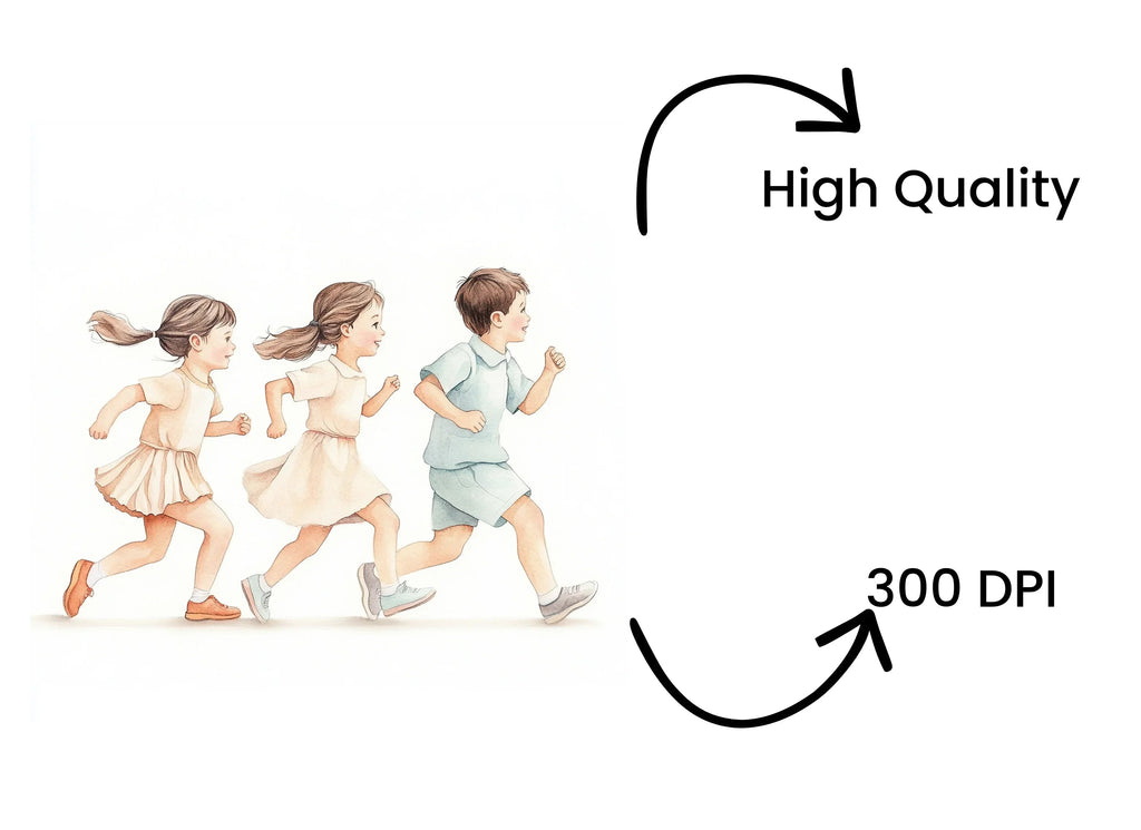 Kids Running Clipart Bundle