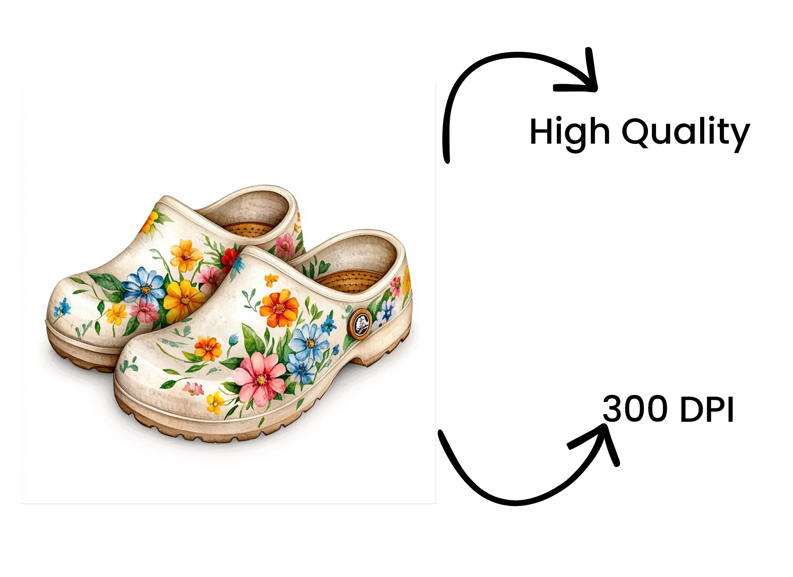 Floral Garden Clogs Clipart Bundle