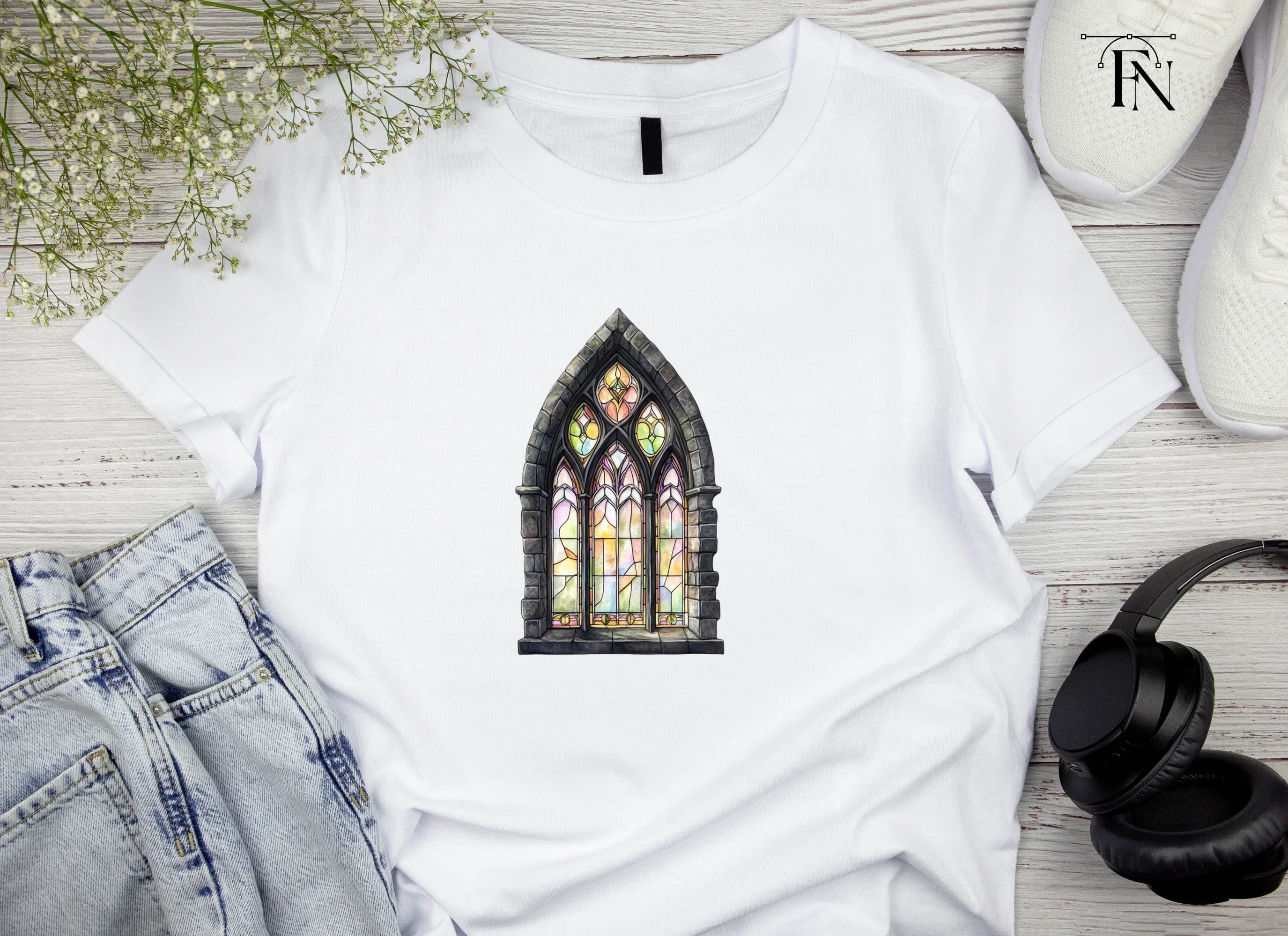 Gothic Stained Glass Window Clipart Bundle